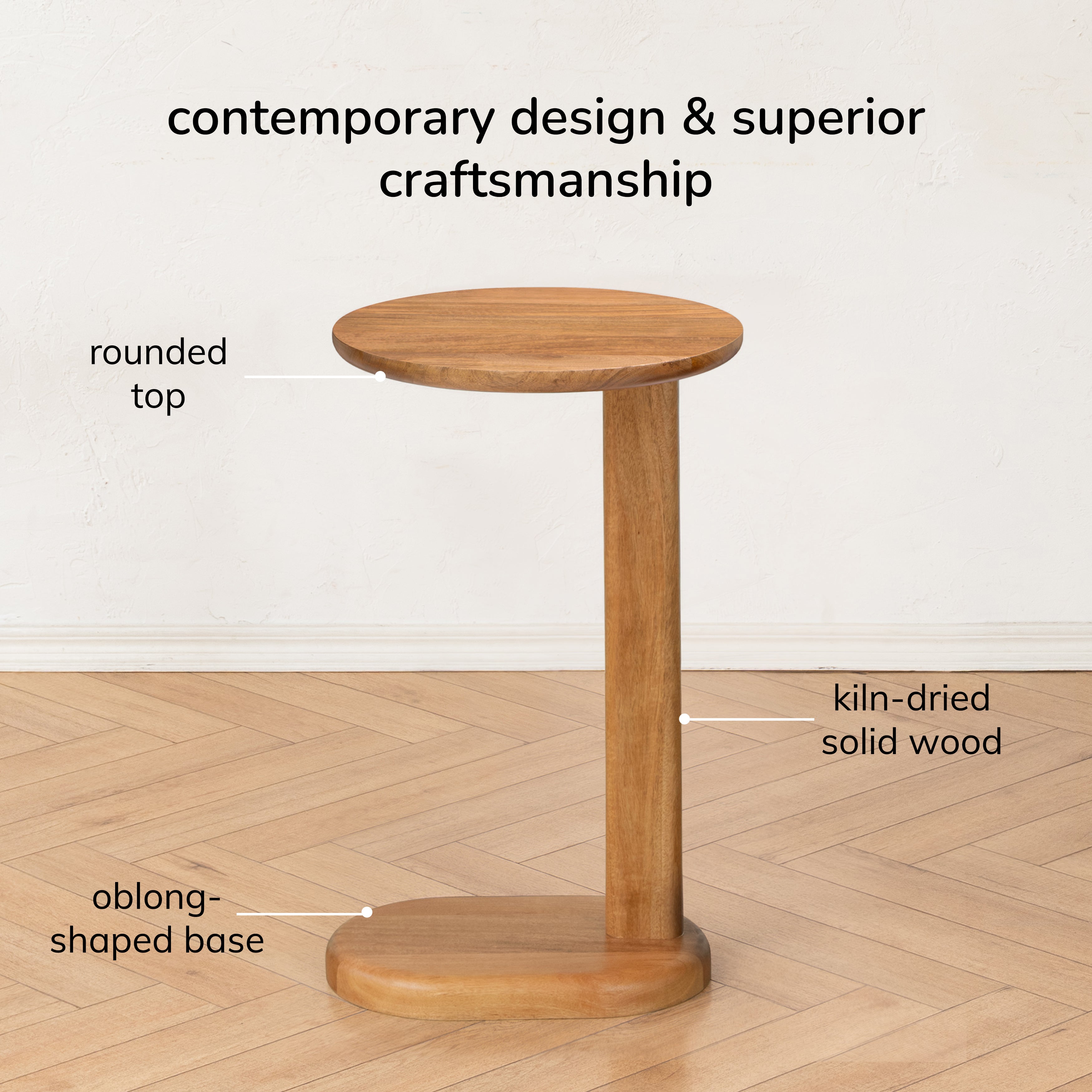 Nora Solid Wood Side Table - Mid Tone Honey