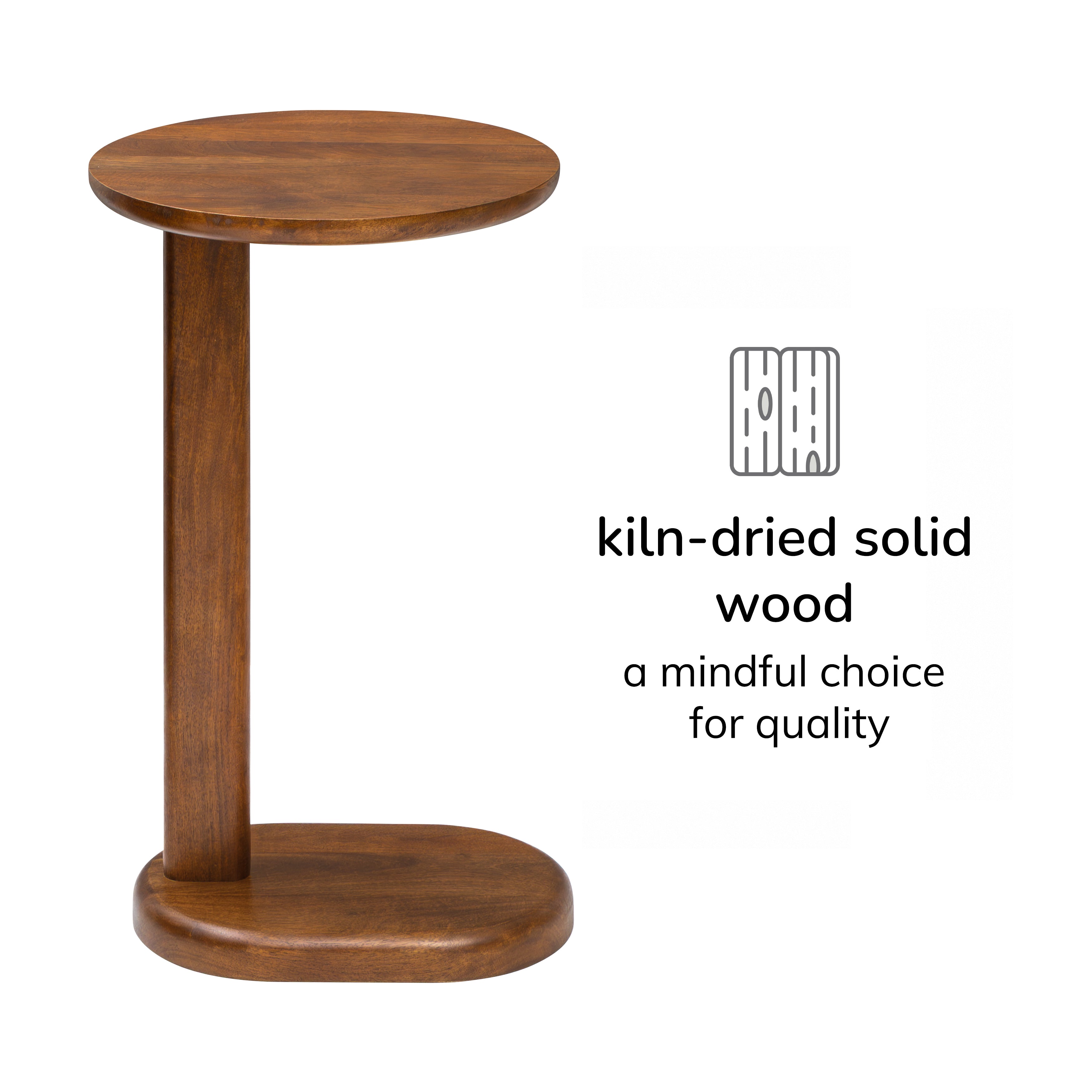 Nora Solid Wood Side Table - Walnut
