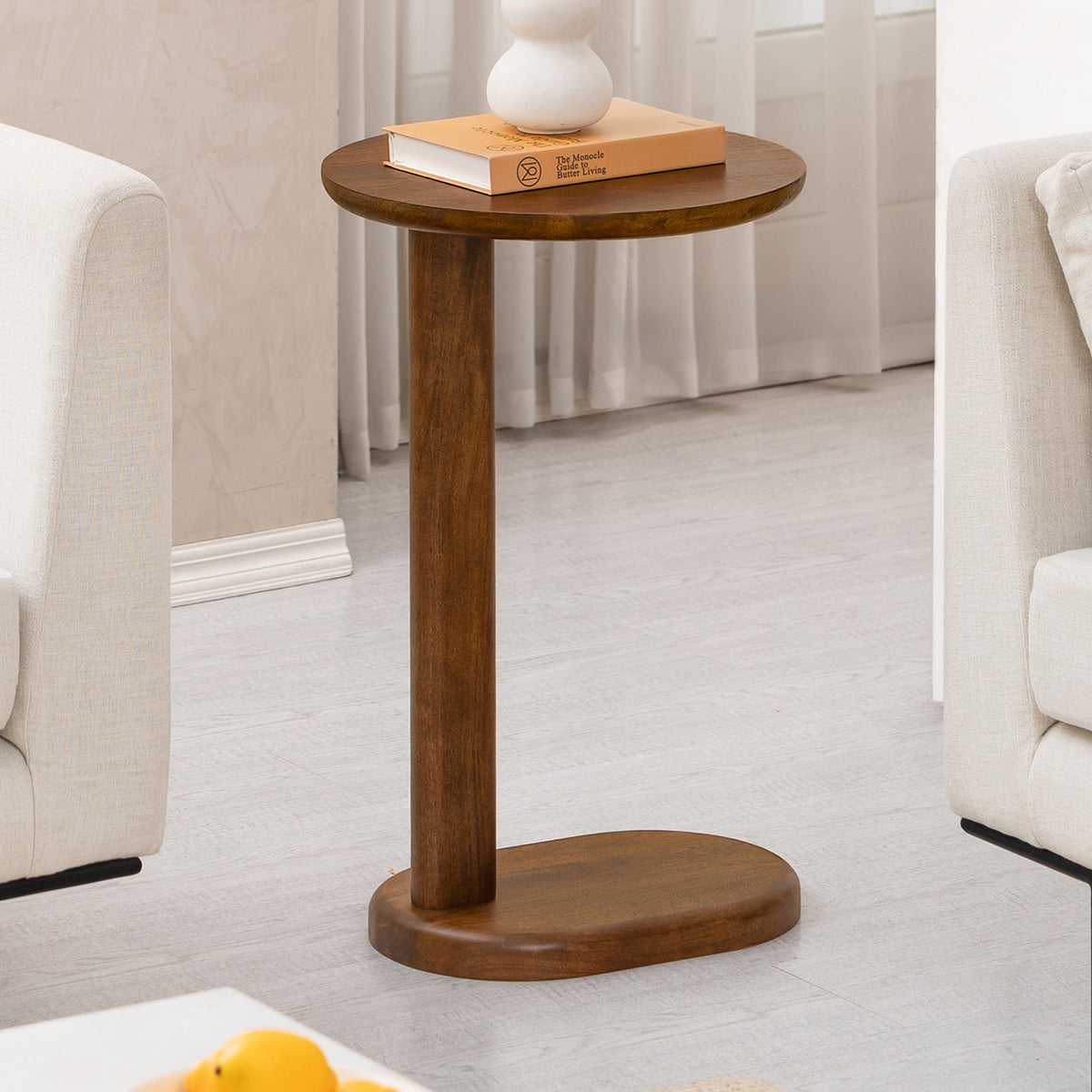 Nora Solid Wood Side Table - Walnut