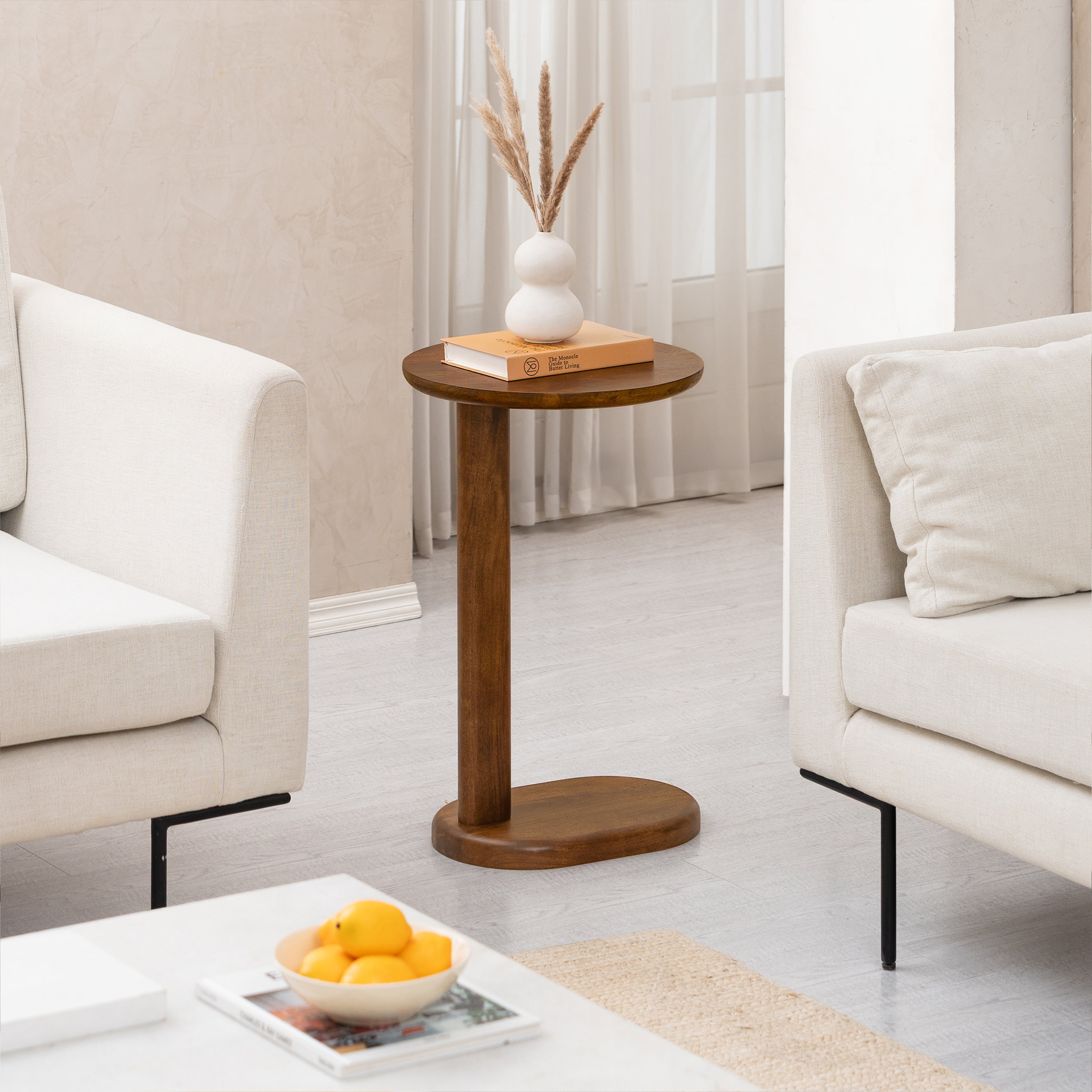 Nora Solid Wood Side Table - Walnut