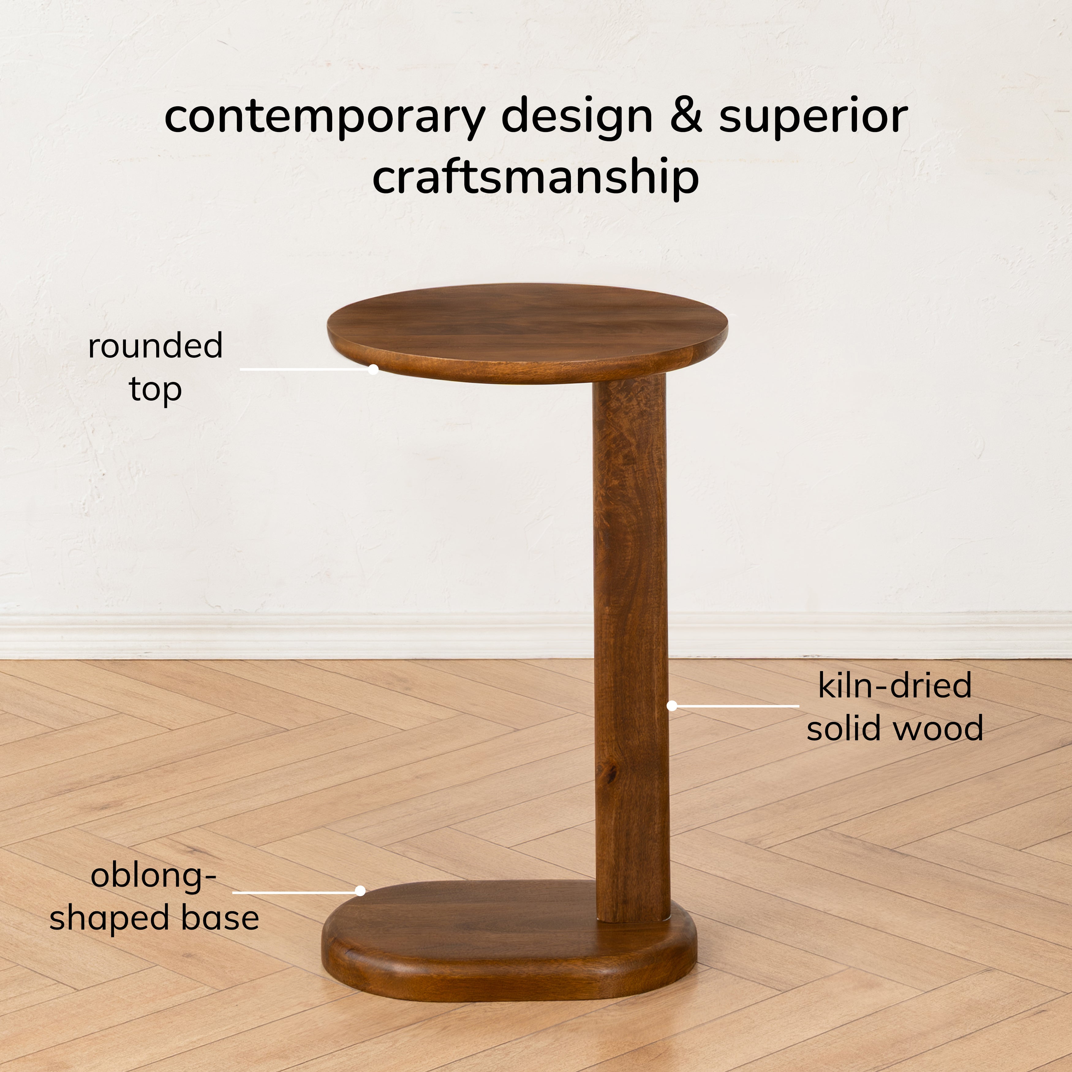 Nora Solid Wood Side Table - Walnut