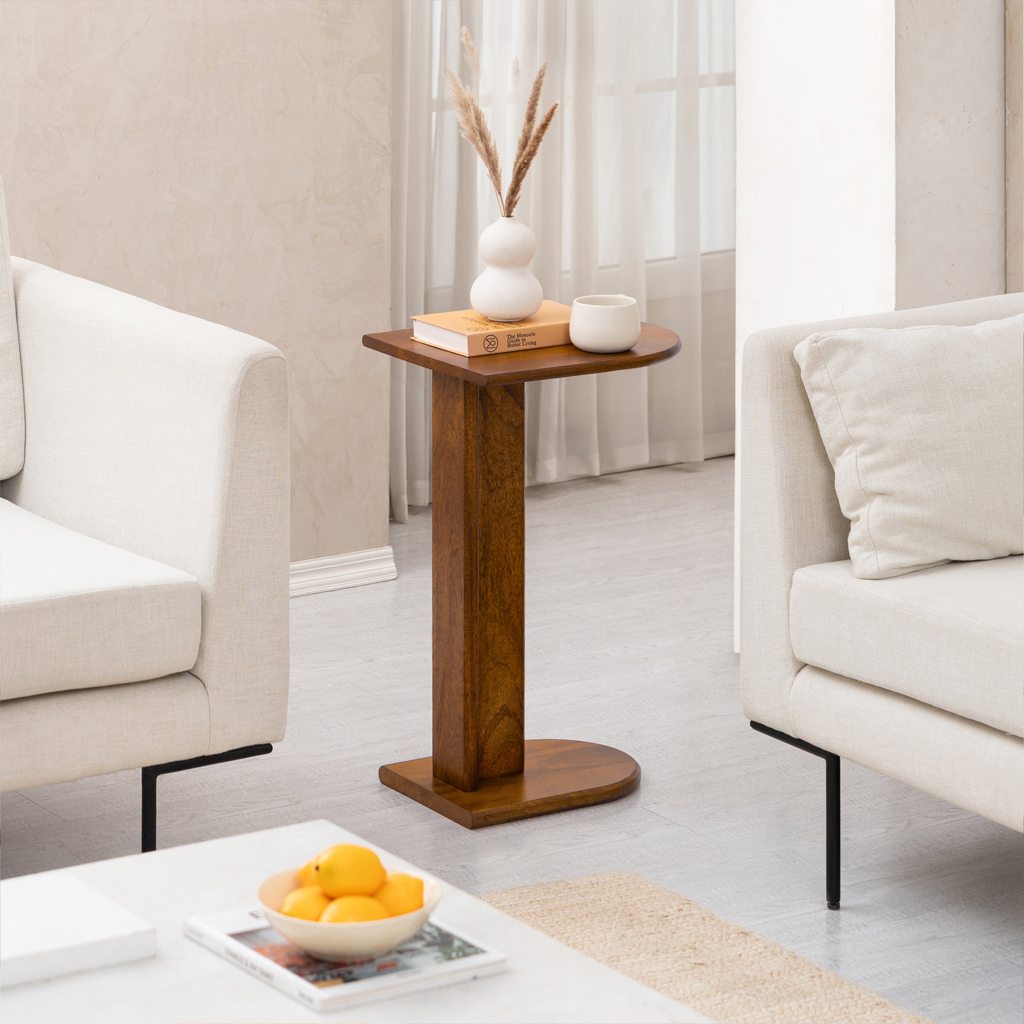Ivy Solid Wood Side Table - Walnut
