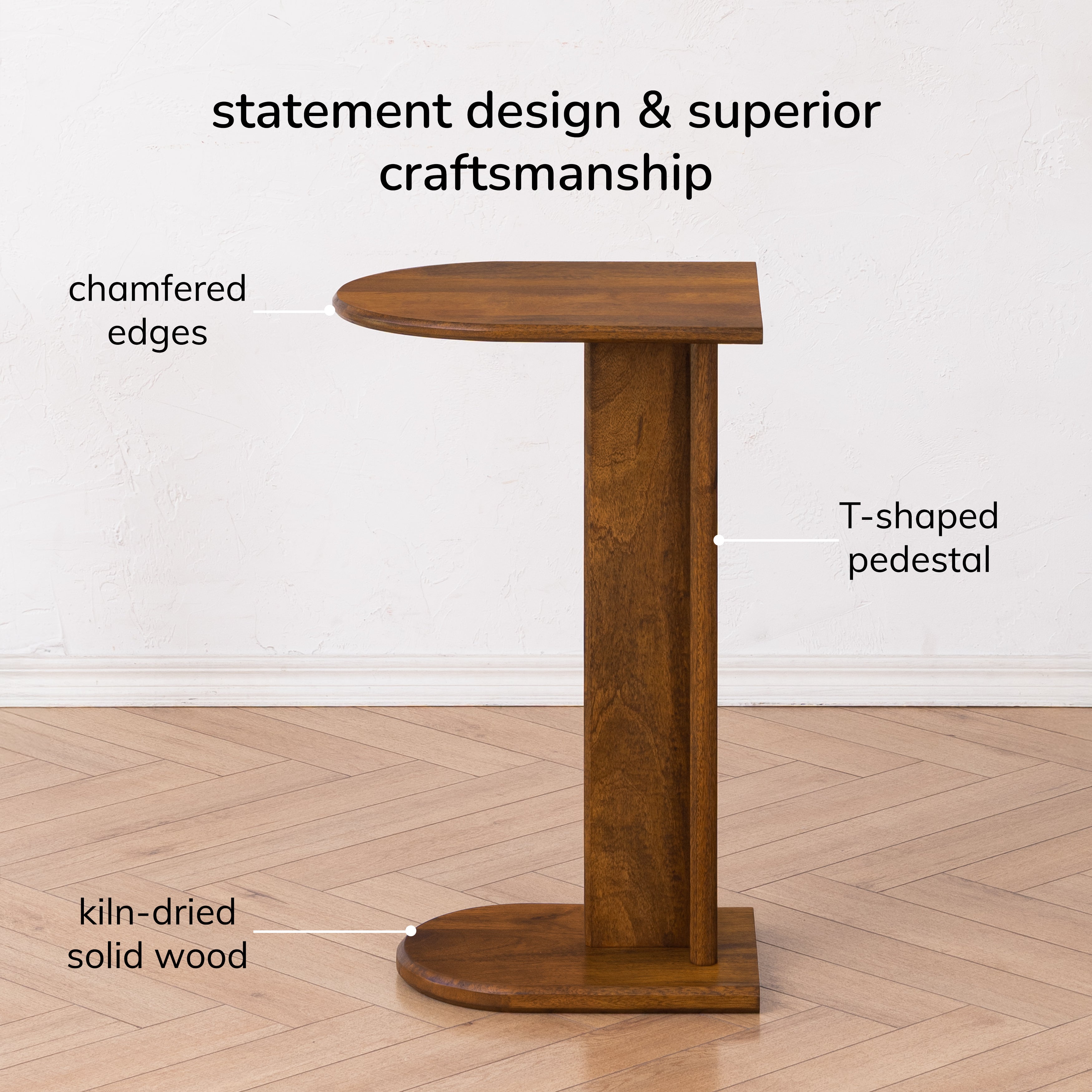 Ivy Solid Wood Side Table - Walnut