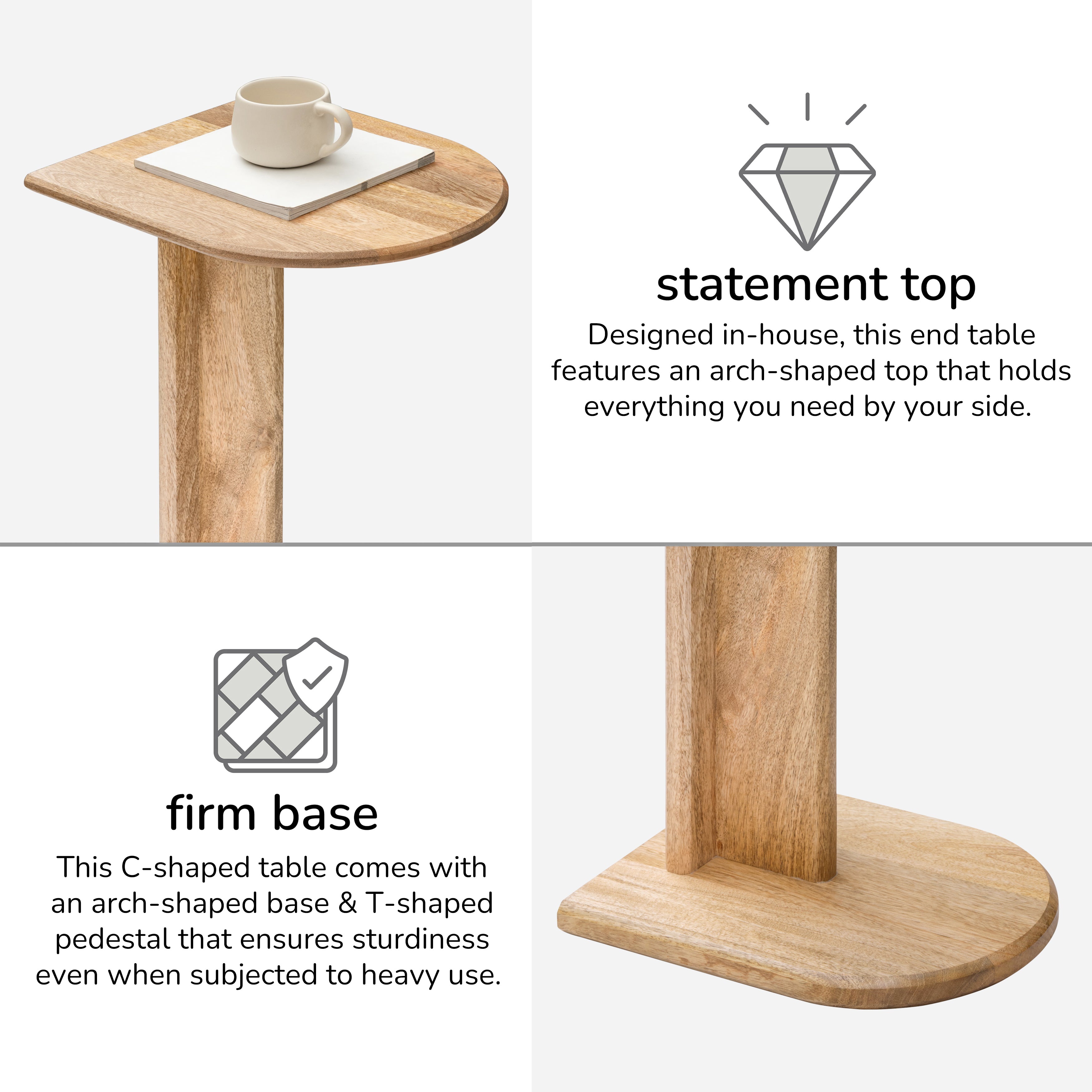 Ivy Solid Wood Side Table - Natural