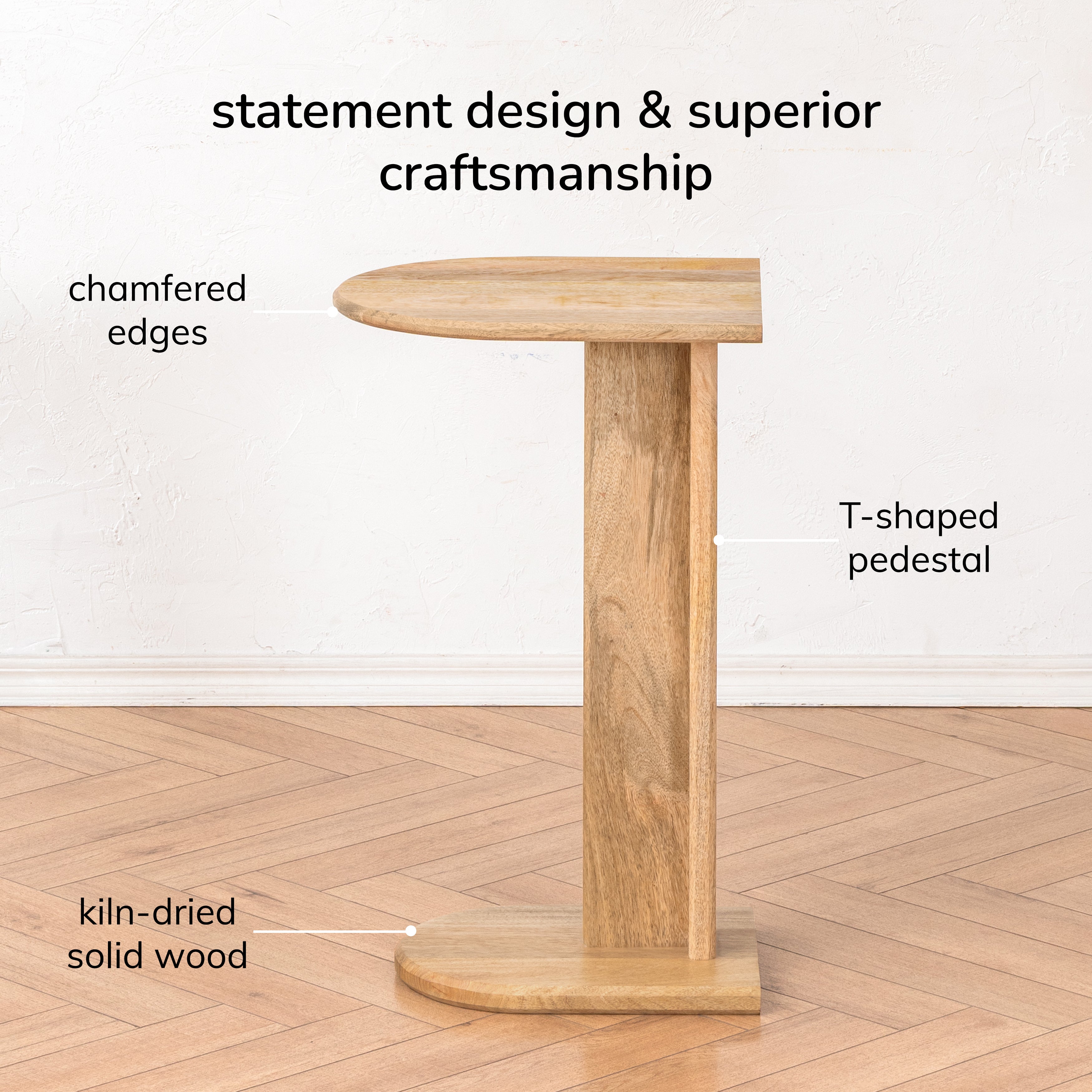 Ivy Solid Wood Side Table - Natural