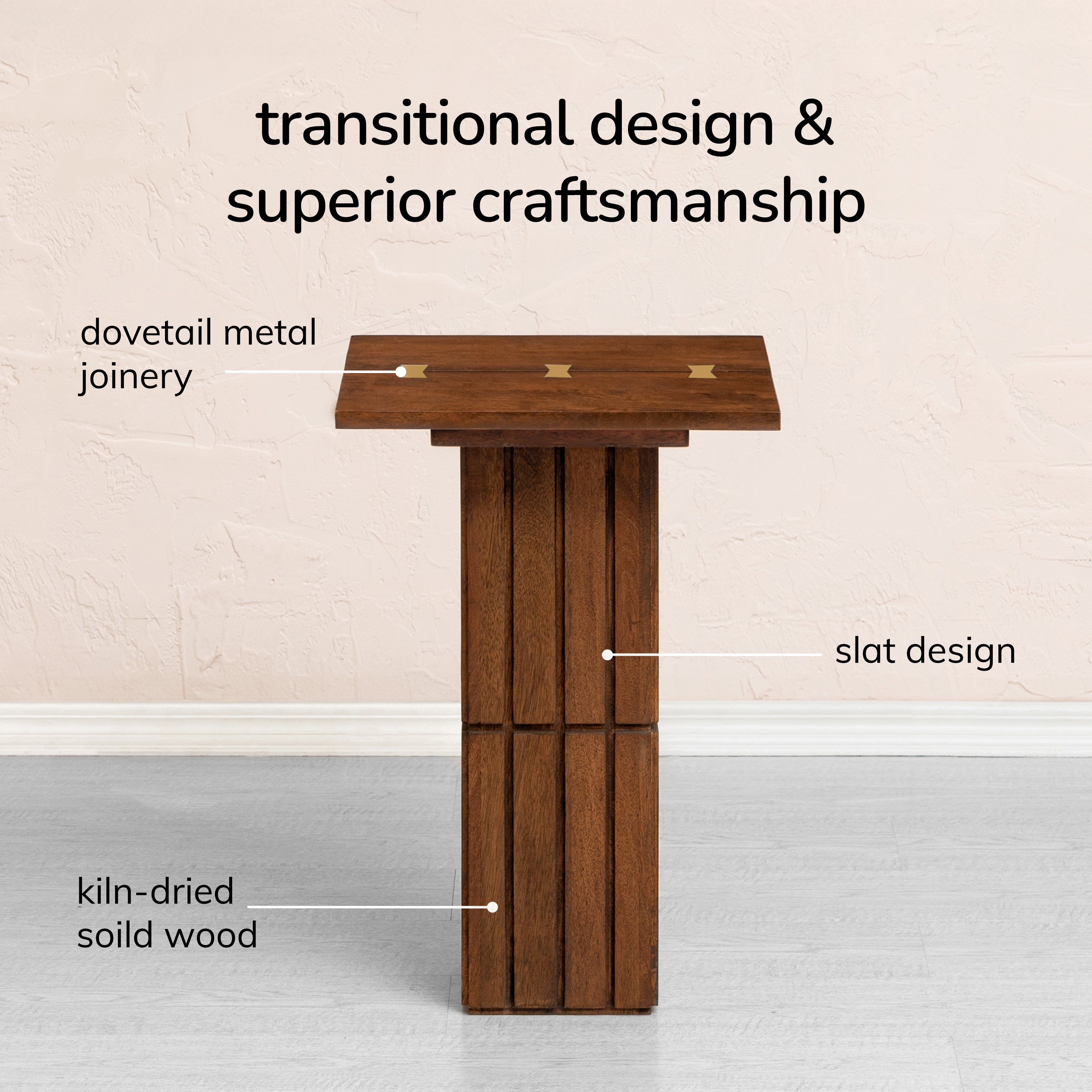 Alyssa Solid Wood Side Table - Walnut