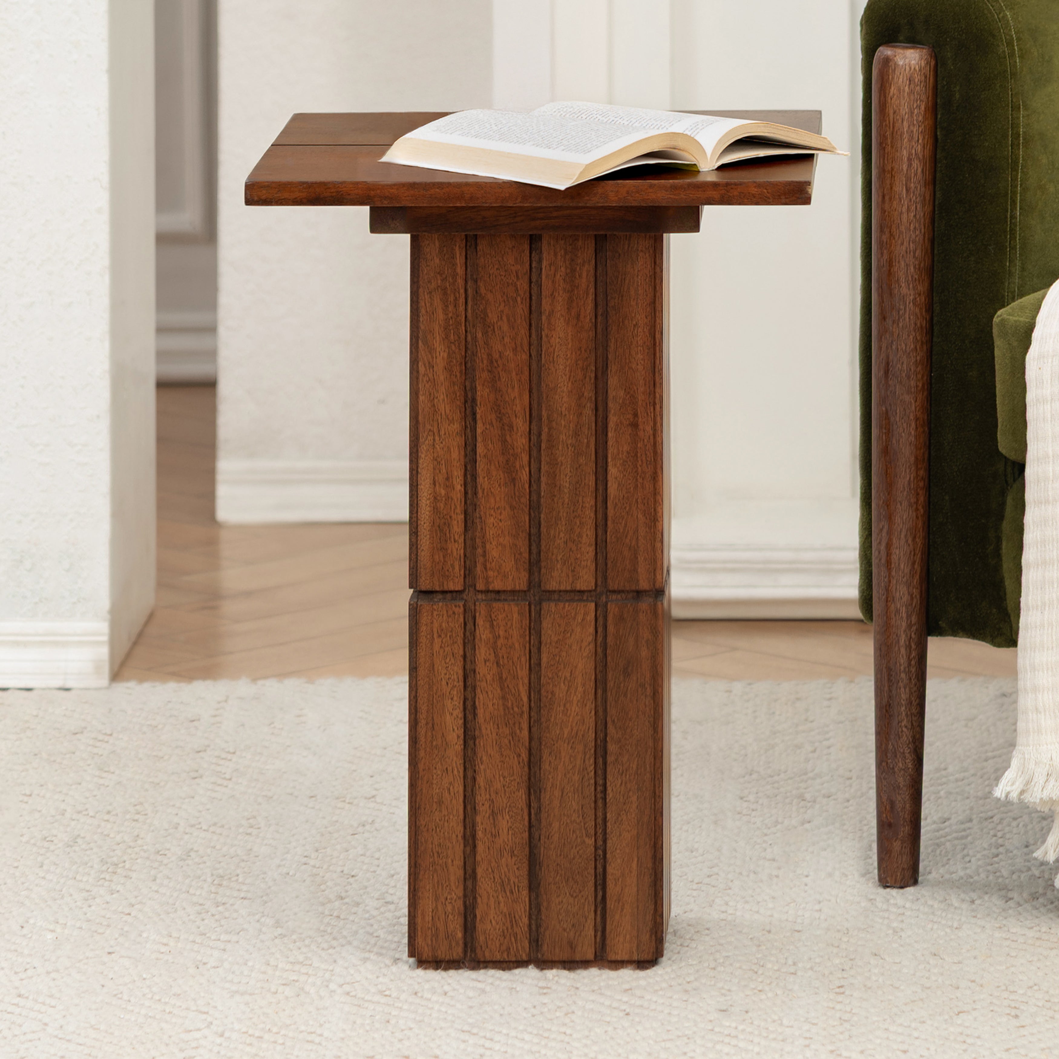 Alyssa Solid Wood Side Table - Walnut