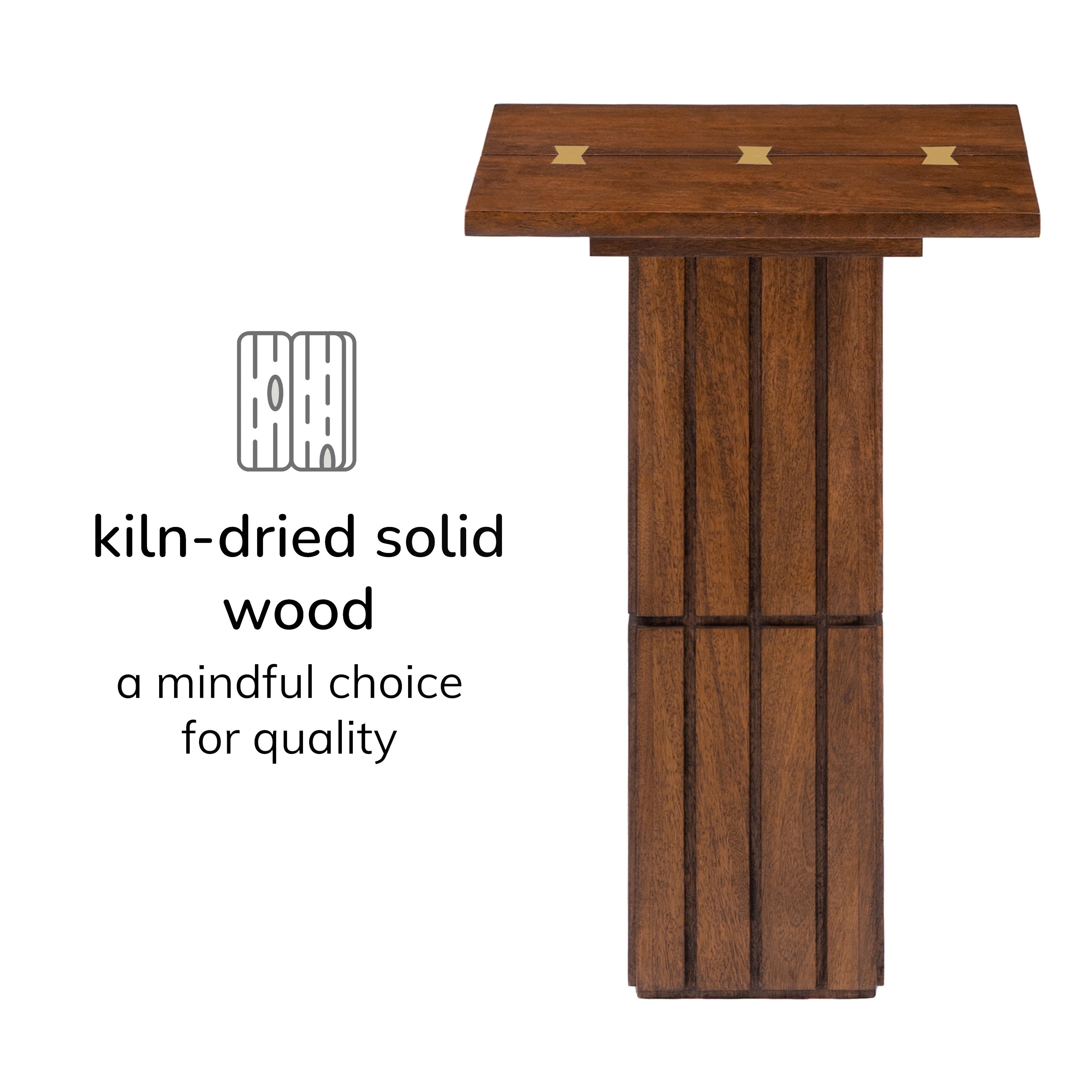 Alyssa Solid Wood Side Table - Walnut