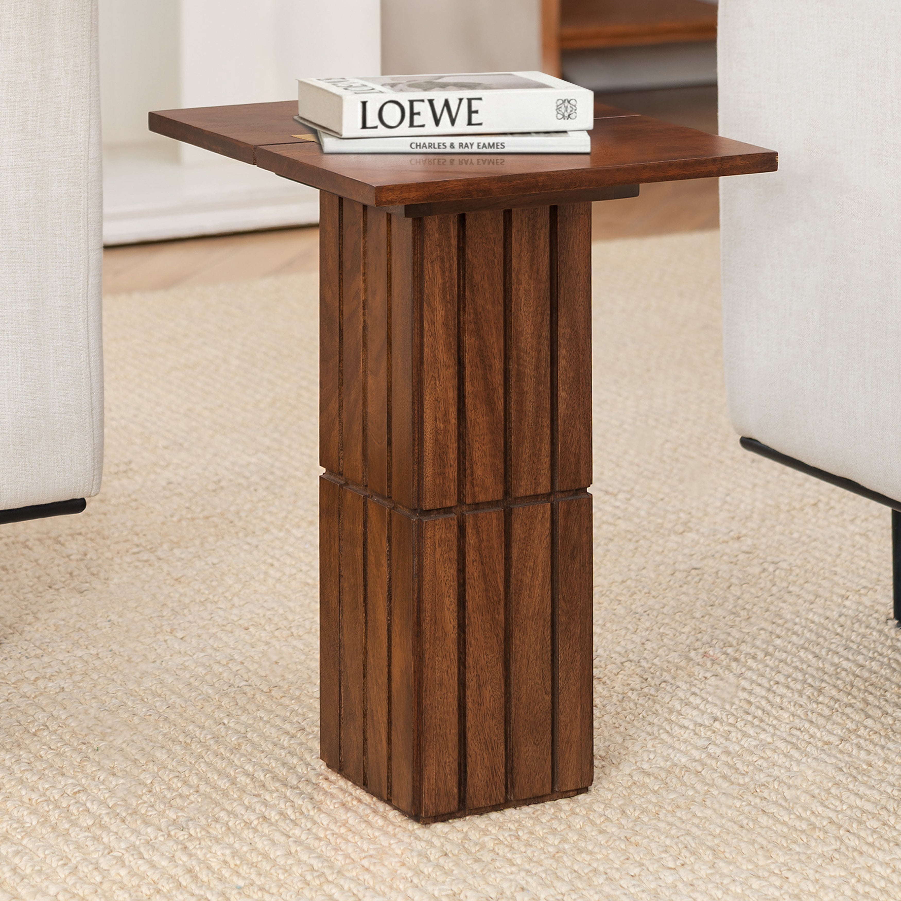Alyssa Solid Wood Side Table - Walnut
