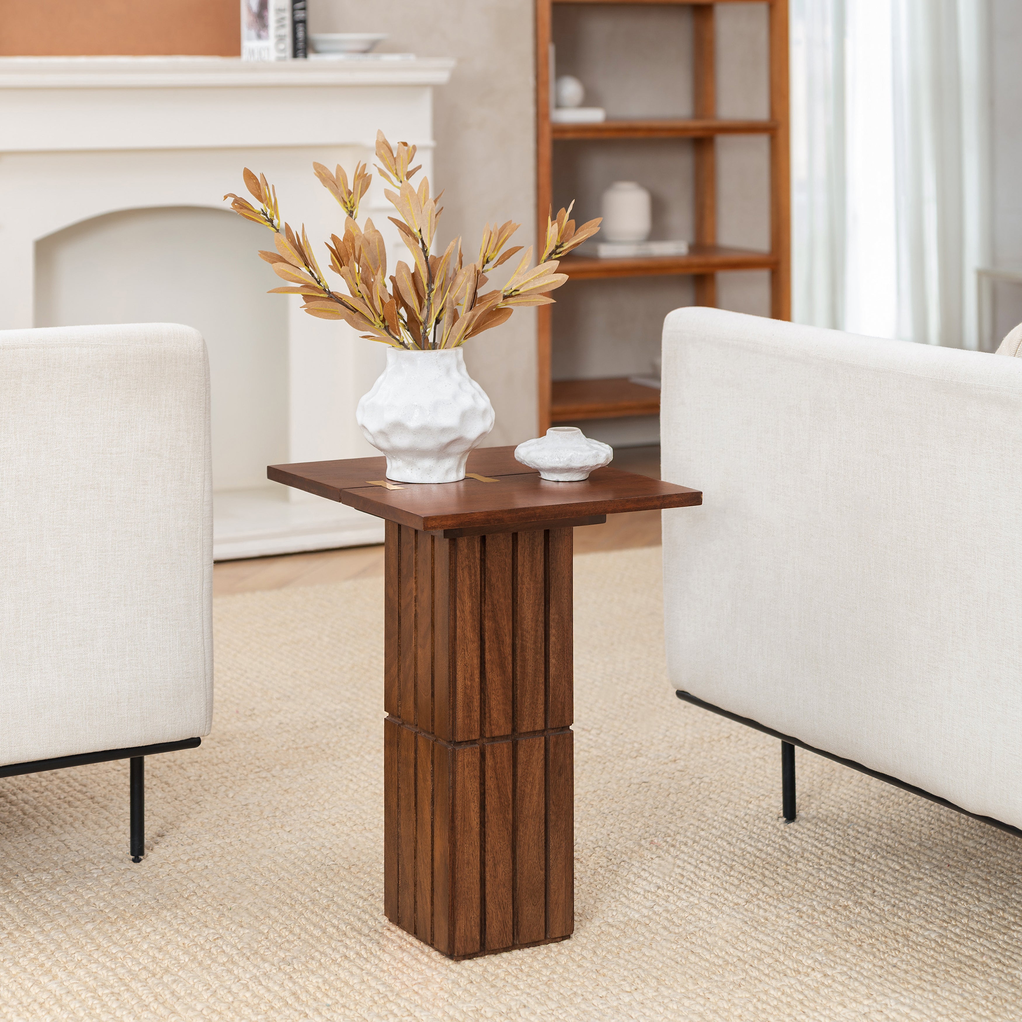 Alyssa Solid Wood Side Table - Walnut