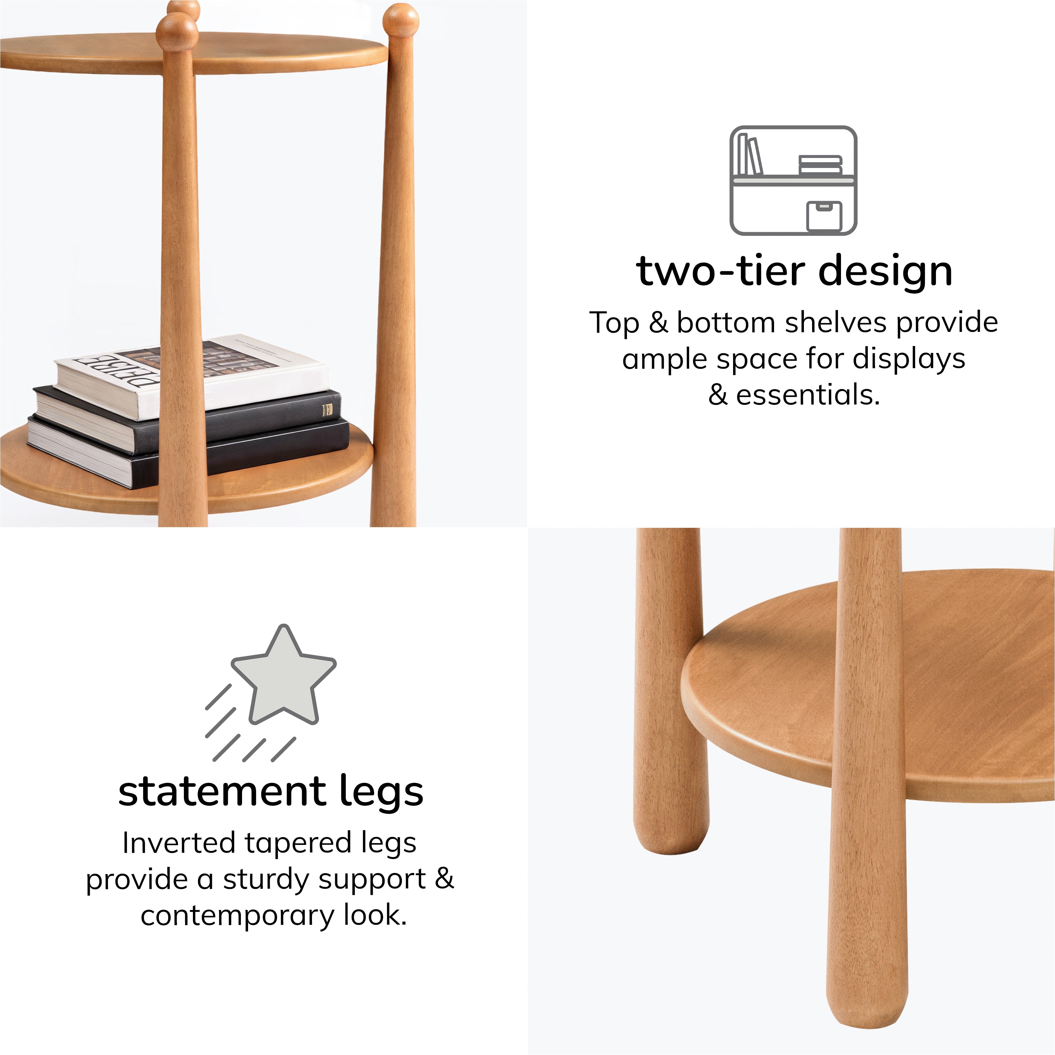 Pablo Solid Wood Side Table - Mid Tone Honey