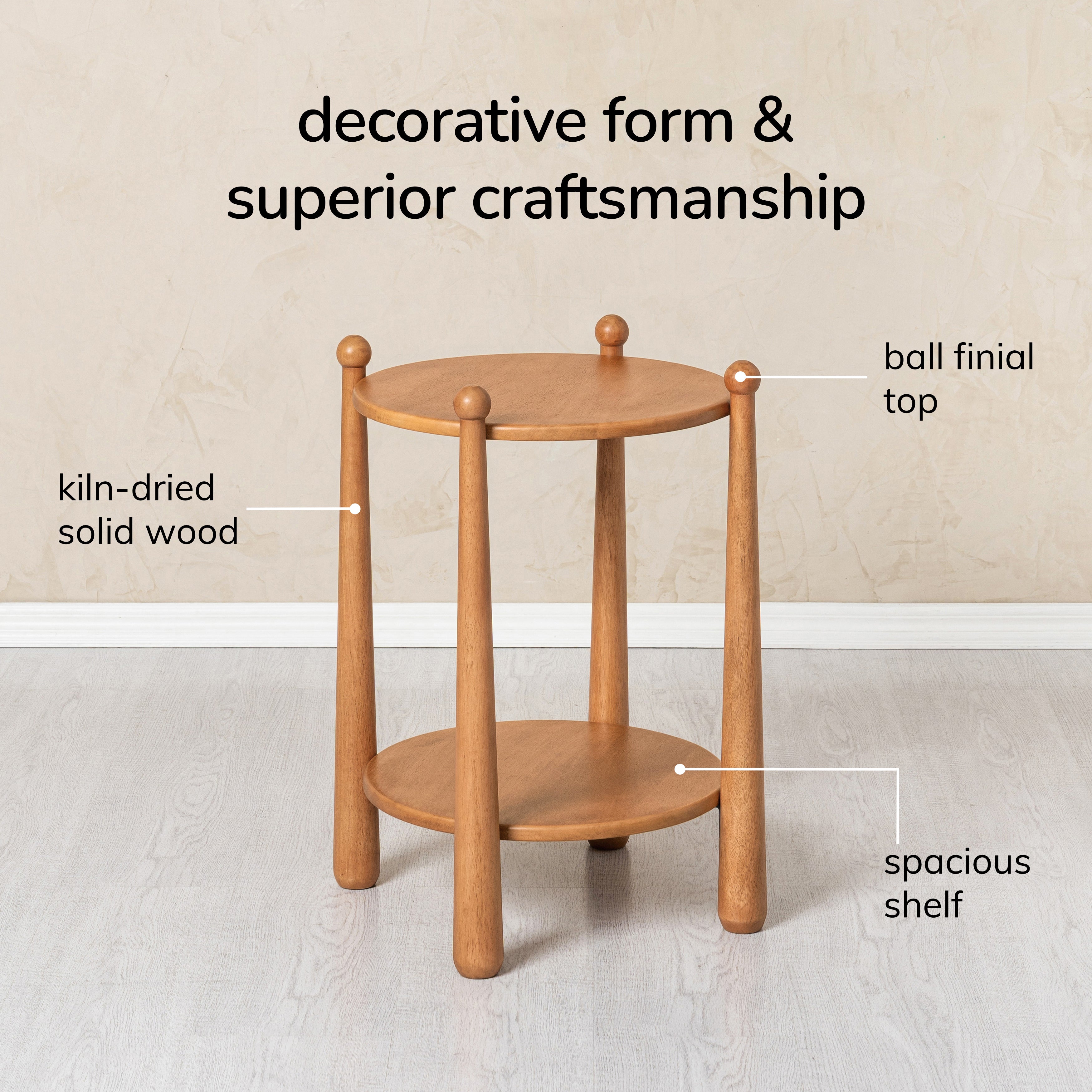 Pablo Solid Wood Side Table - Mid Tone Honey