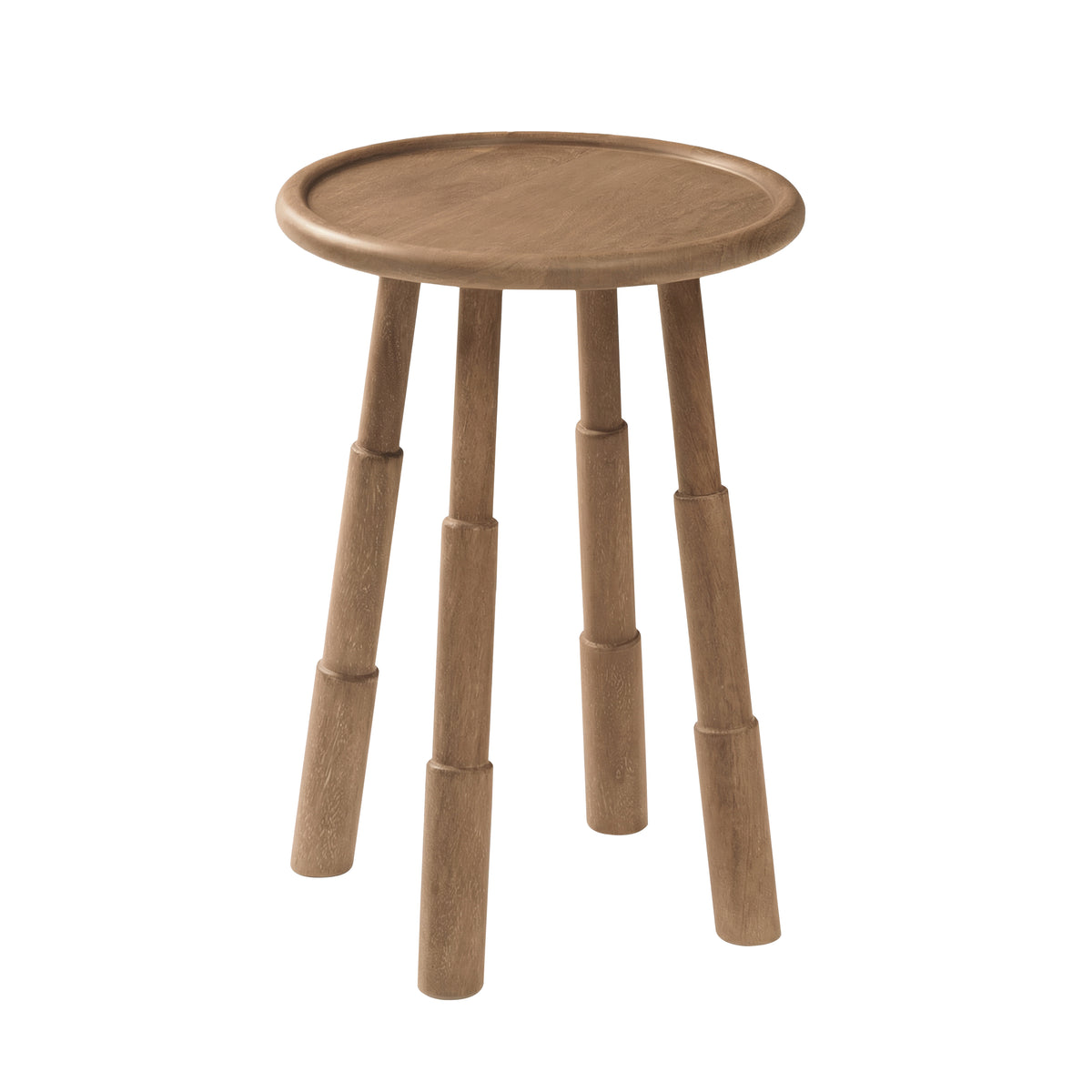 Bali Solid Wood Side Table - Cerused Taupe