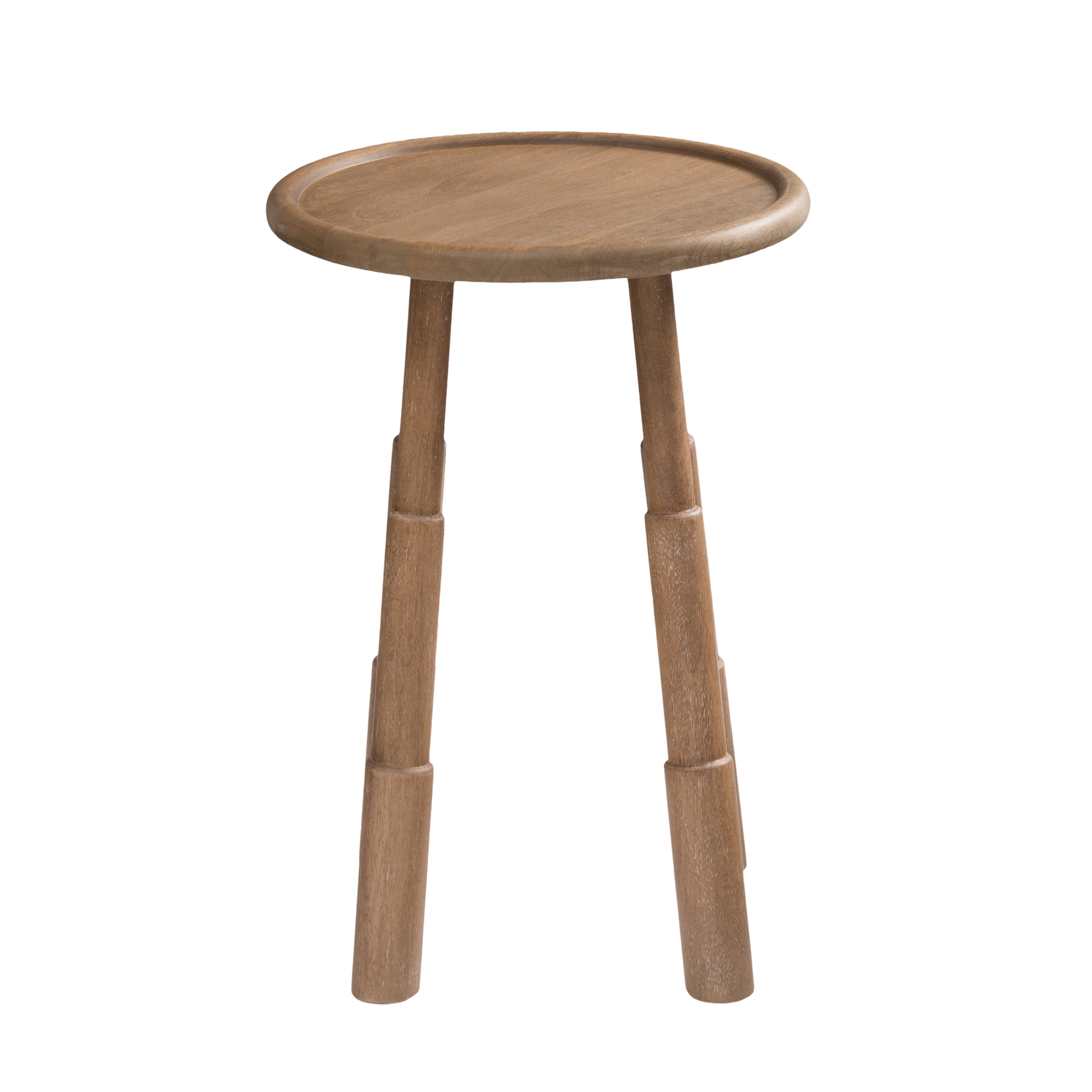 Bali Solid Wood Side Table - Cerused Taupe