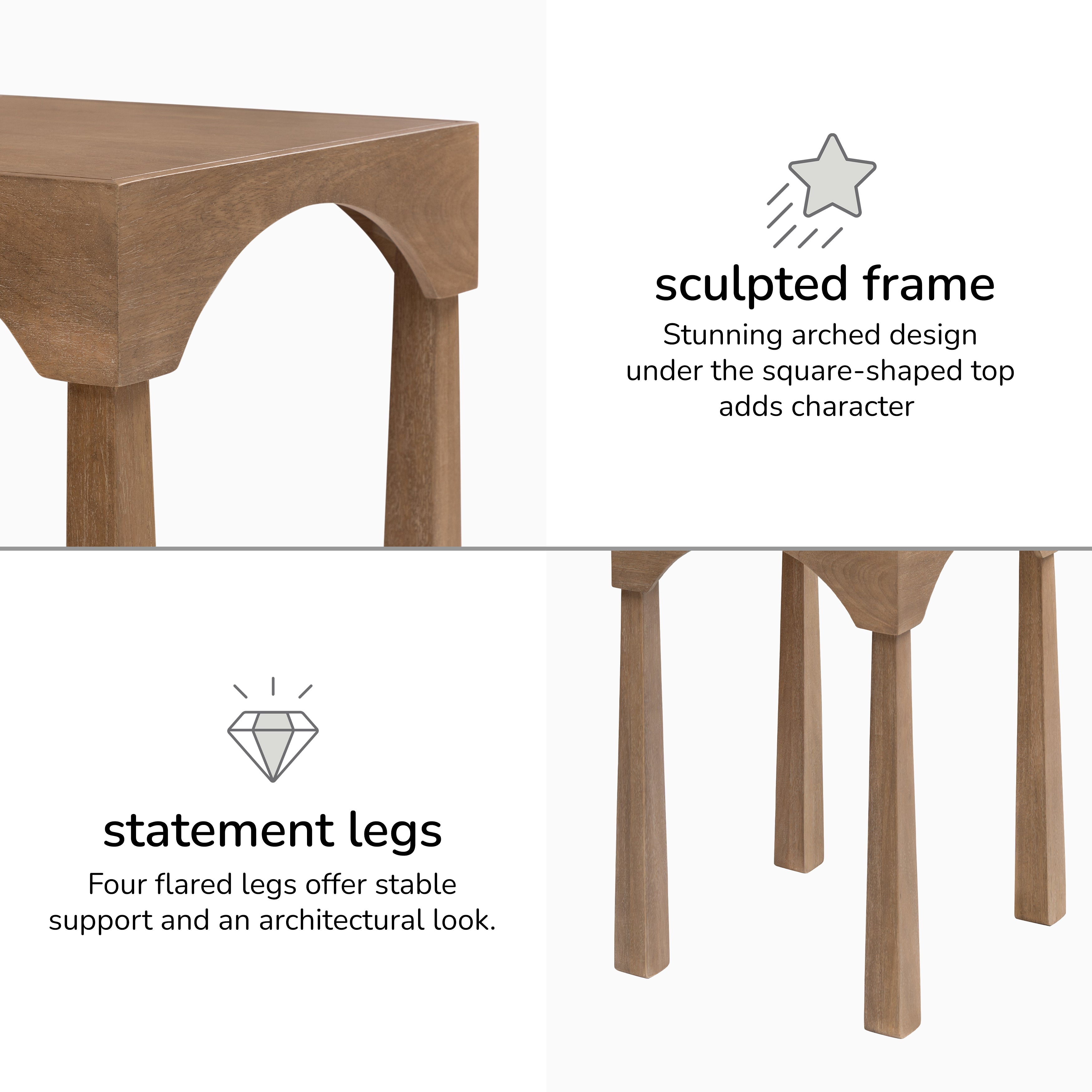 Casa Solid Wood & Mango Veneer Side Table - Cerused Taupe