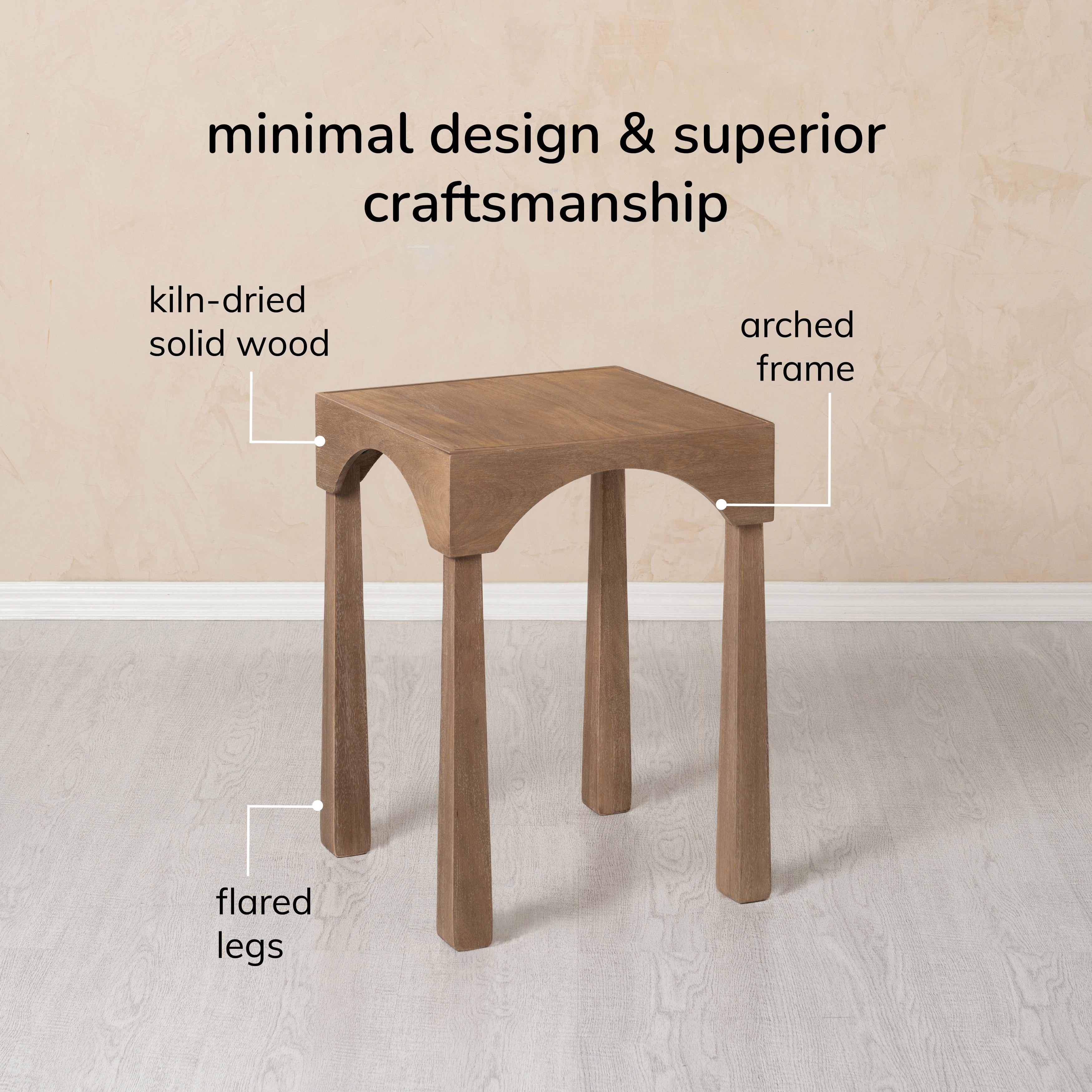 Casa Solid Wood & Mango Veneer Side Table - Cerused Taupe