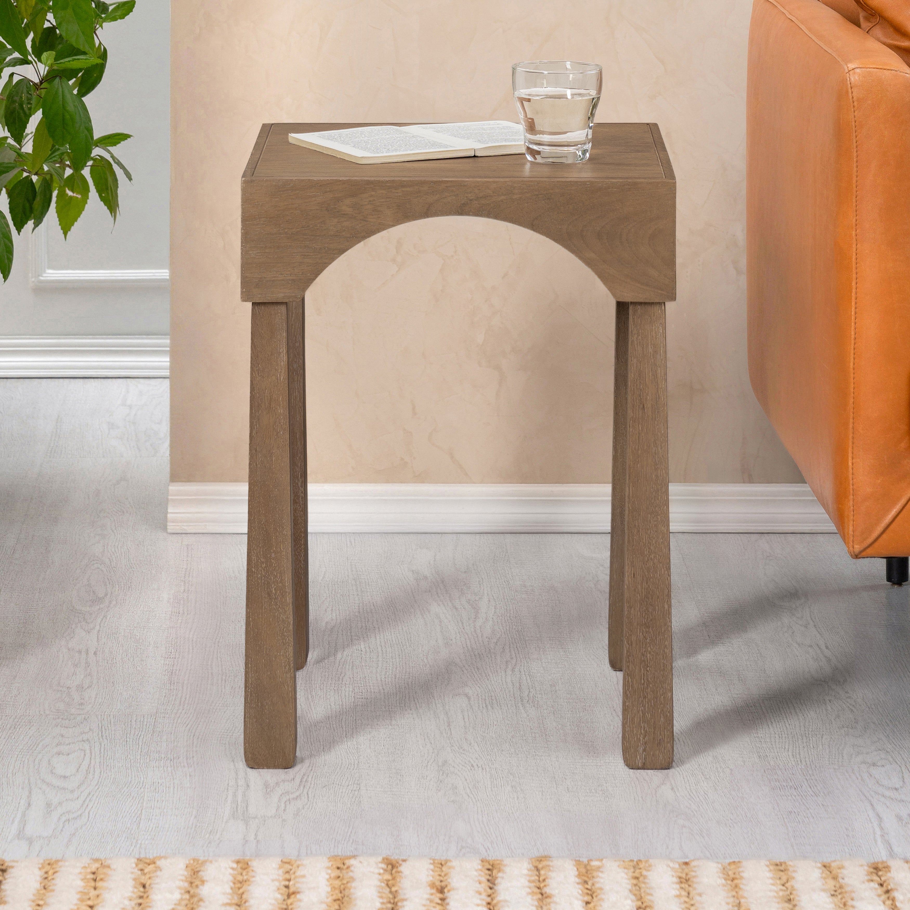 Casa Solid Wood & Mango Veneer Side Table - Cerused Taupe