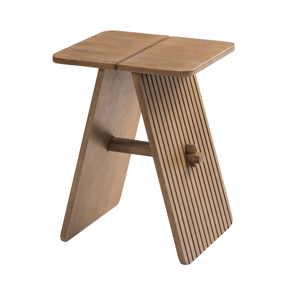 Lohan Solid Wood Side Table - Cerused Taupe
