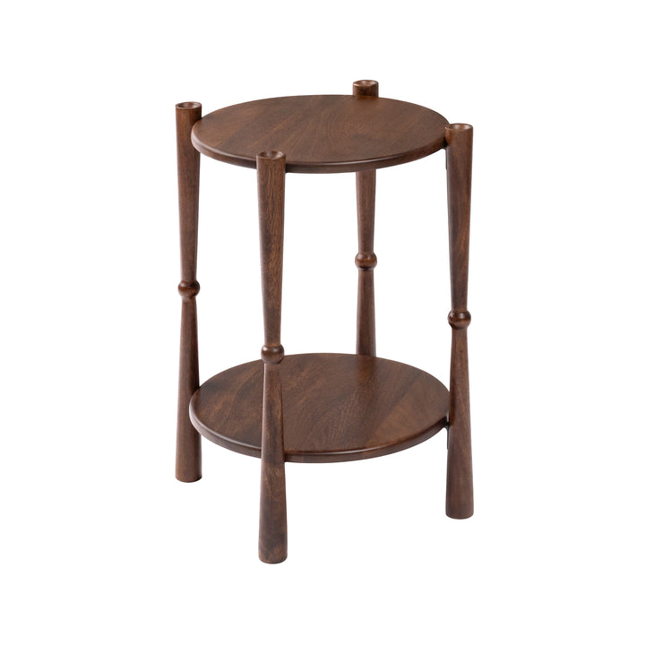 Olive 2-Tier Solid Wood Side Table - Espresso