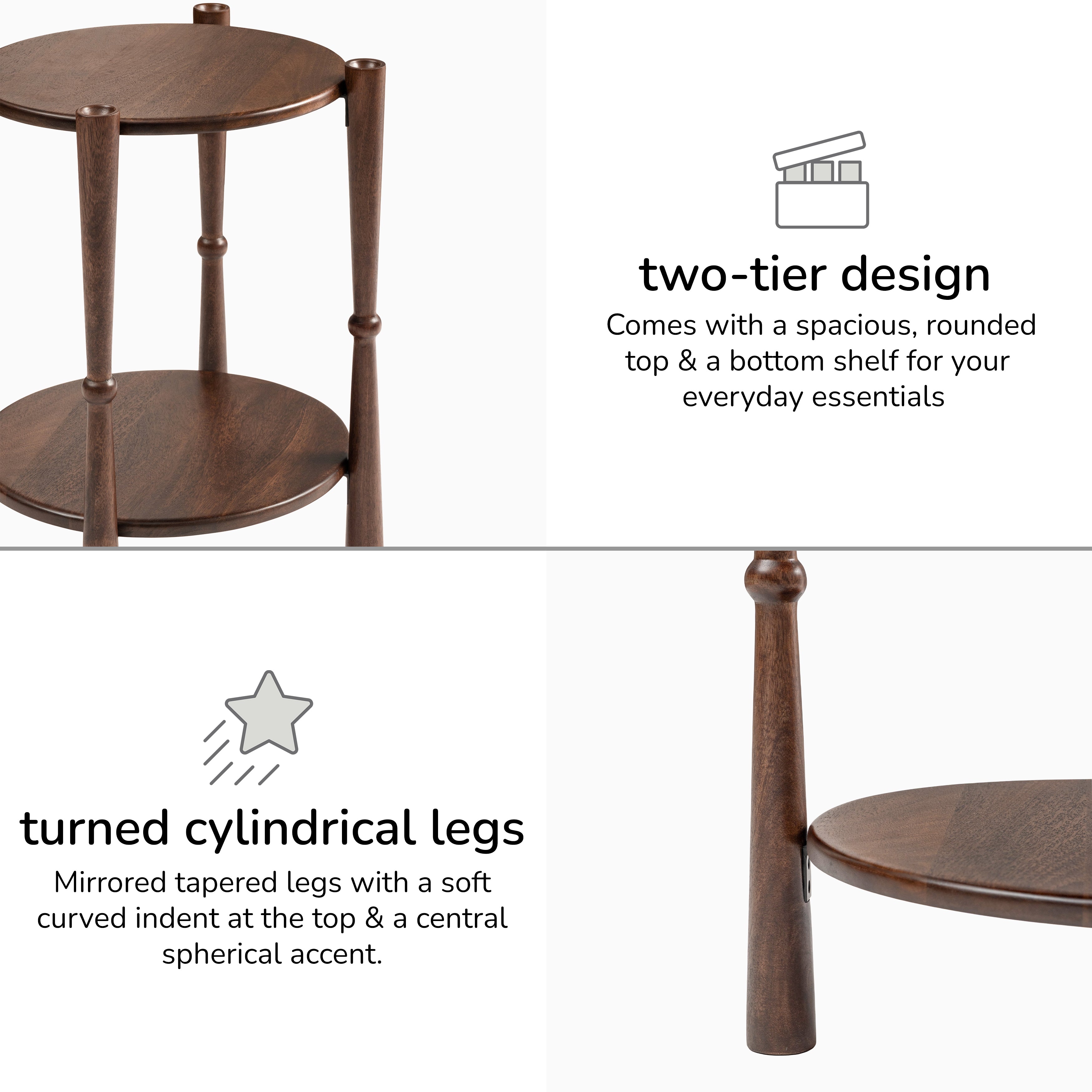 Olive Solid Wood Side Table - Espresso