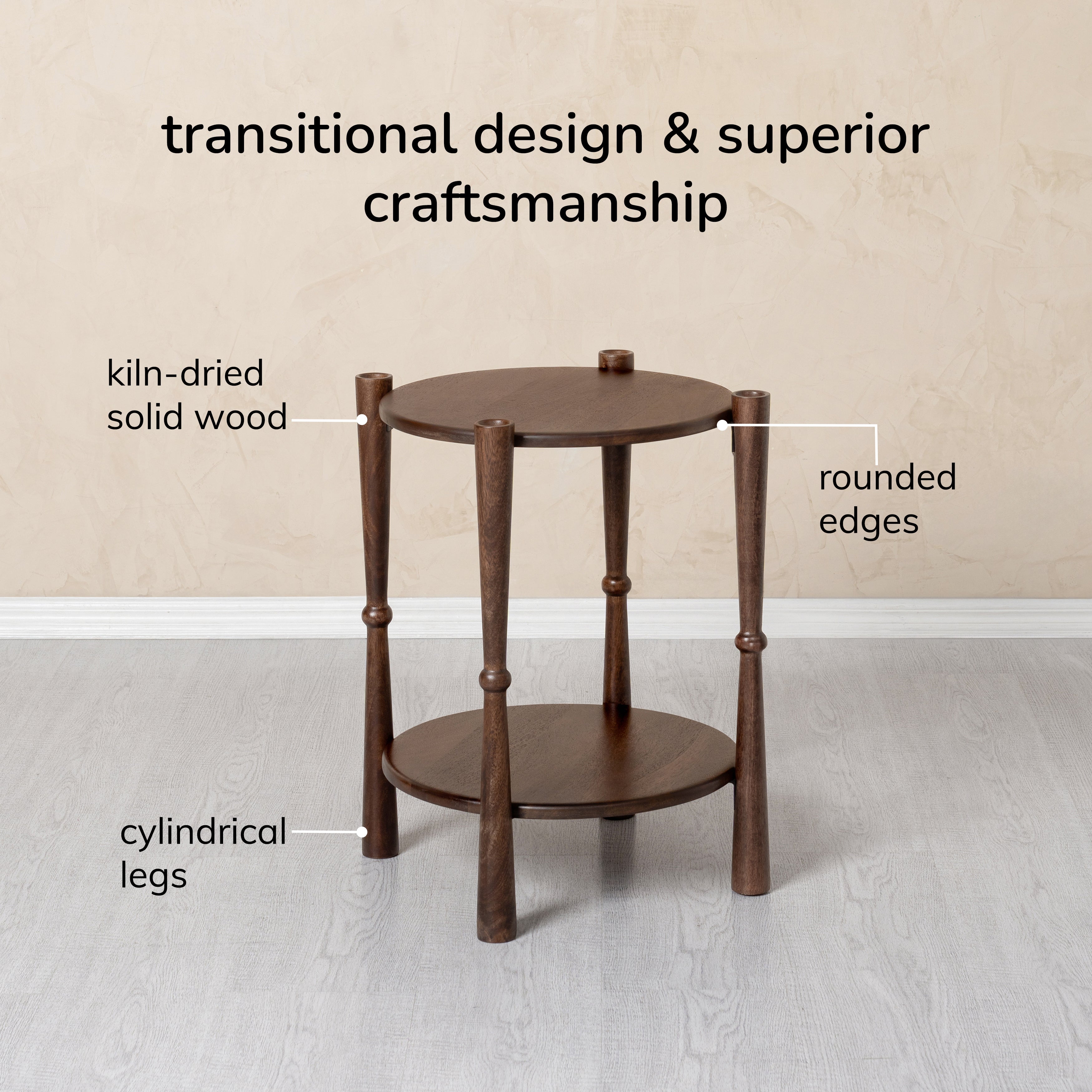 Olive Solid Wood Side Table - Espresso