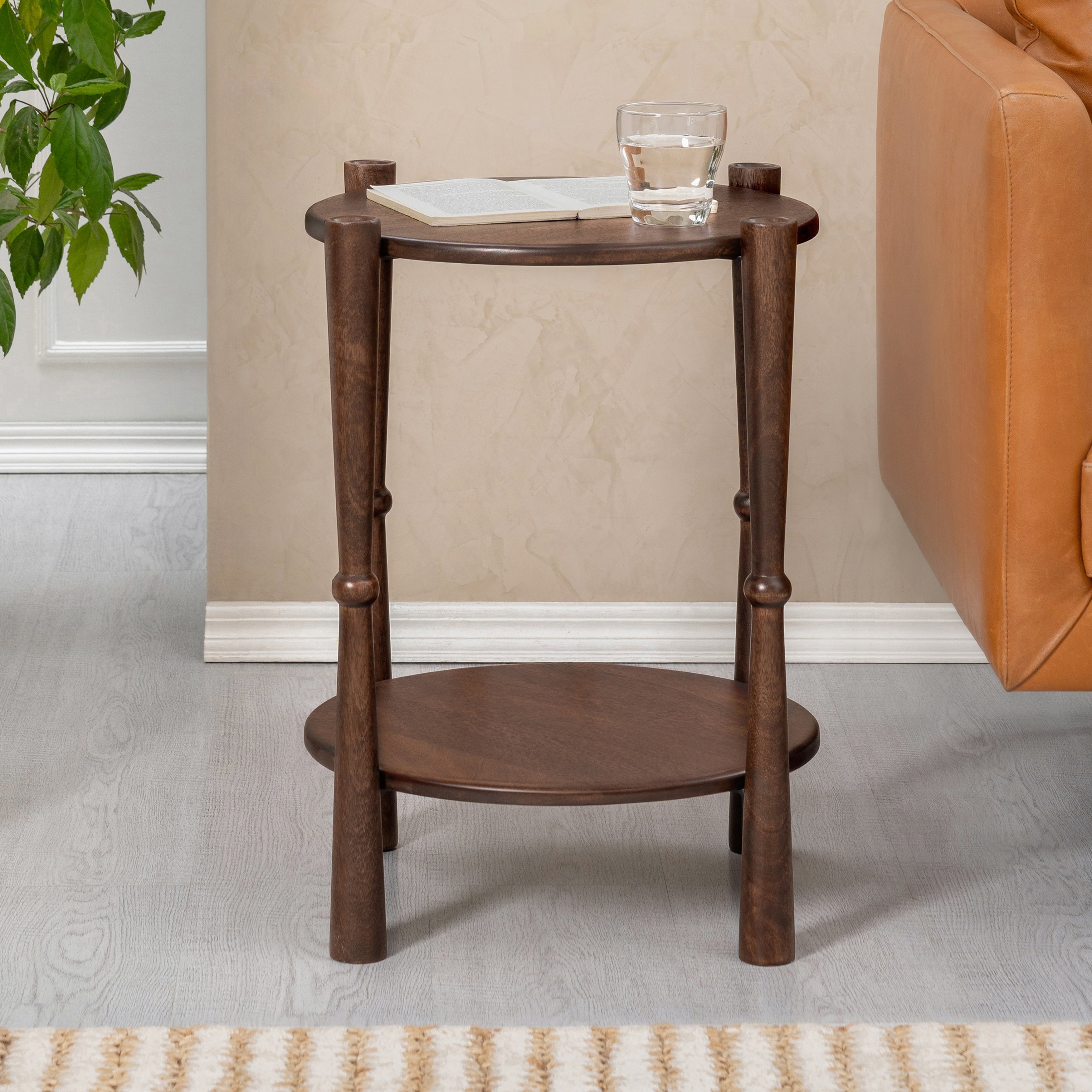 Olive Solid Wood Side Table - Espresso