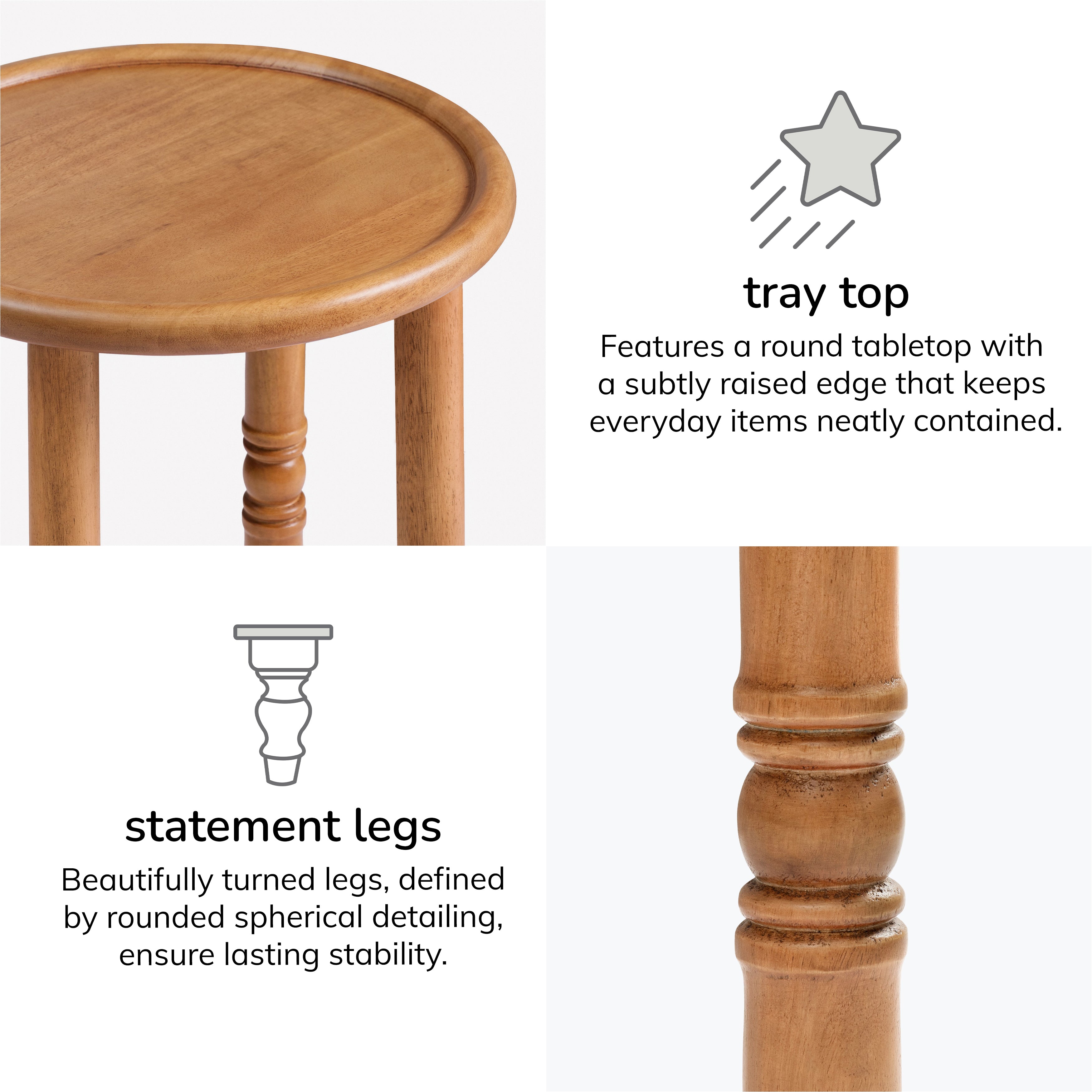 Pierre Solid Wood Side Table - Mid Tone Honey
