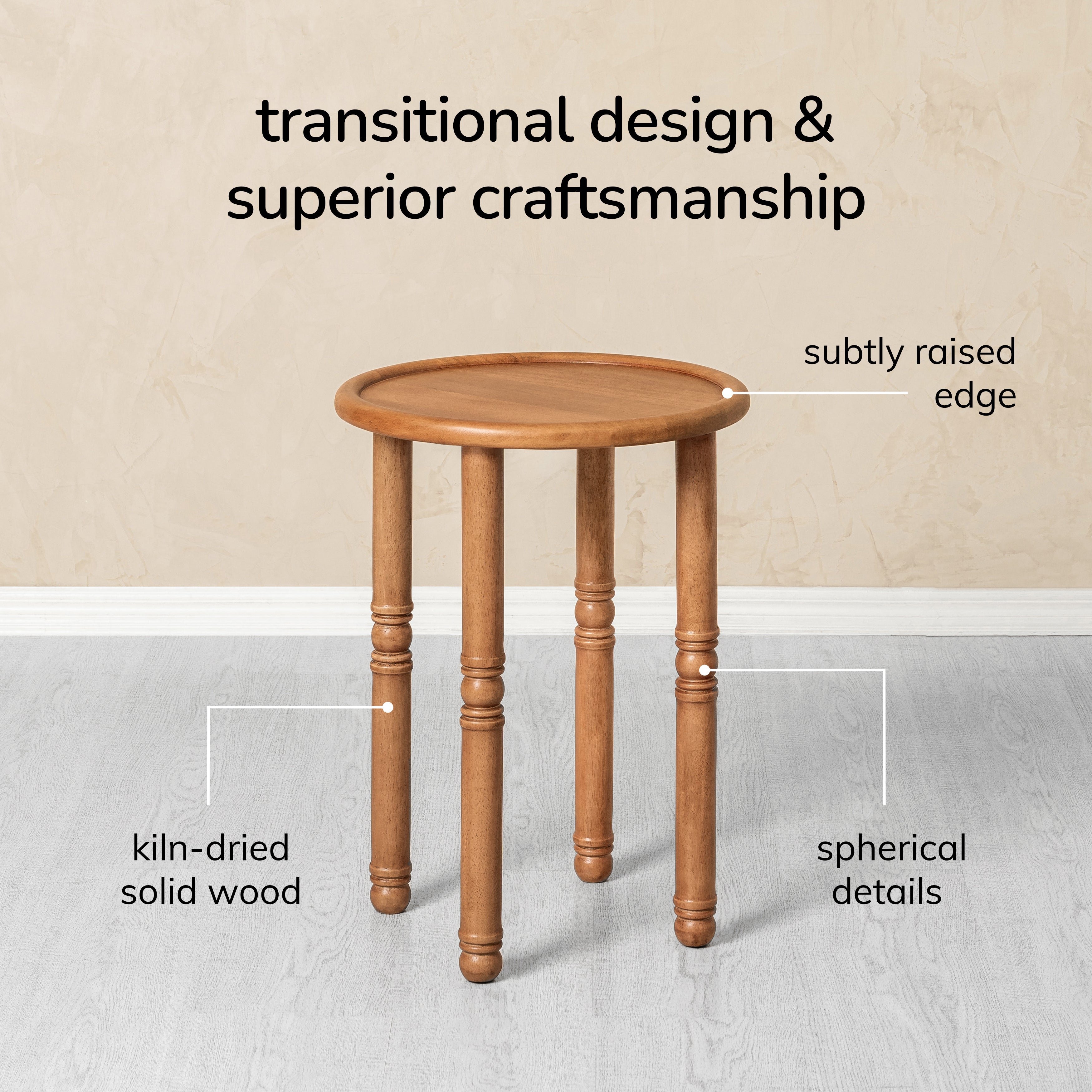 Pierre Solid Wood Side Table - Mid Tone Honey