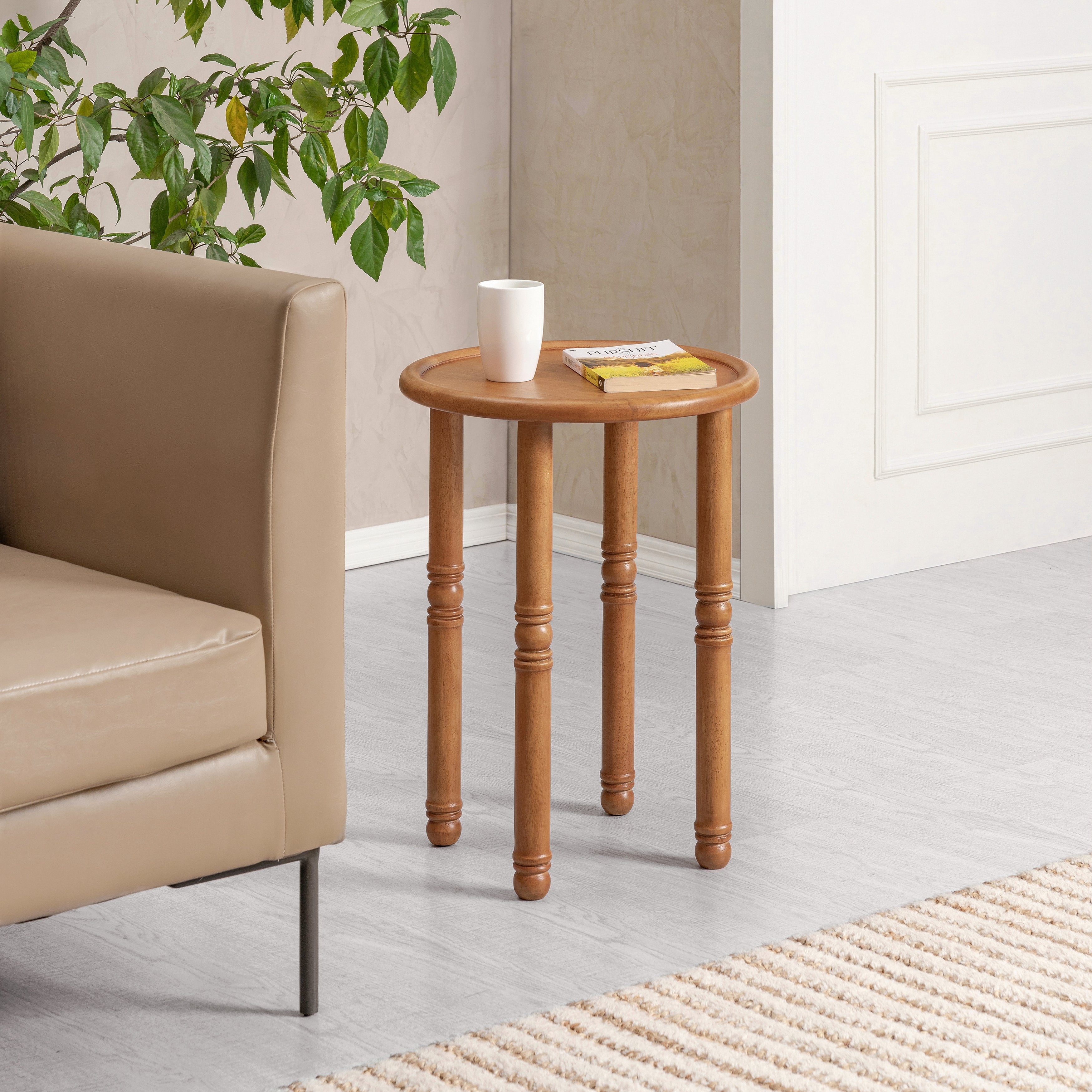 Pierre Solid Wood Side Table - Mid Tone Honey