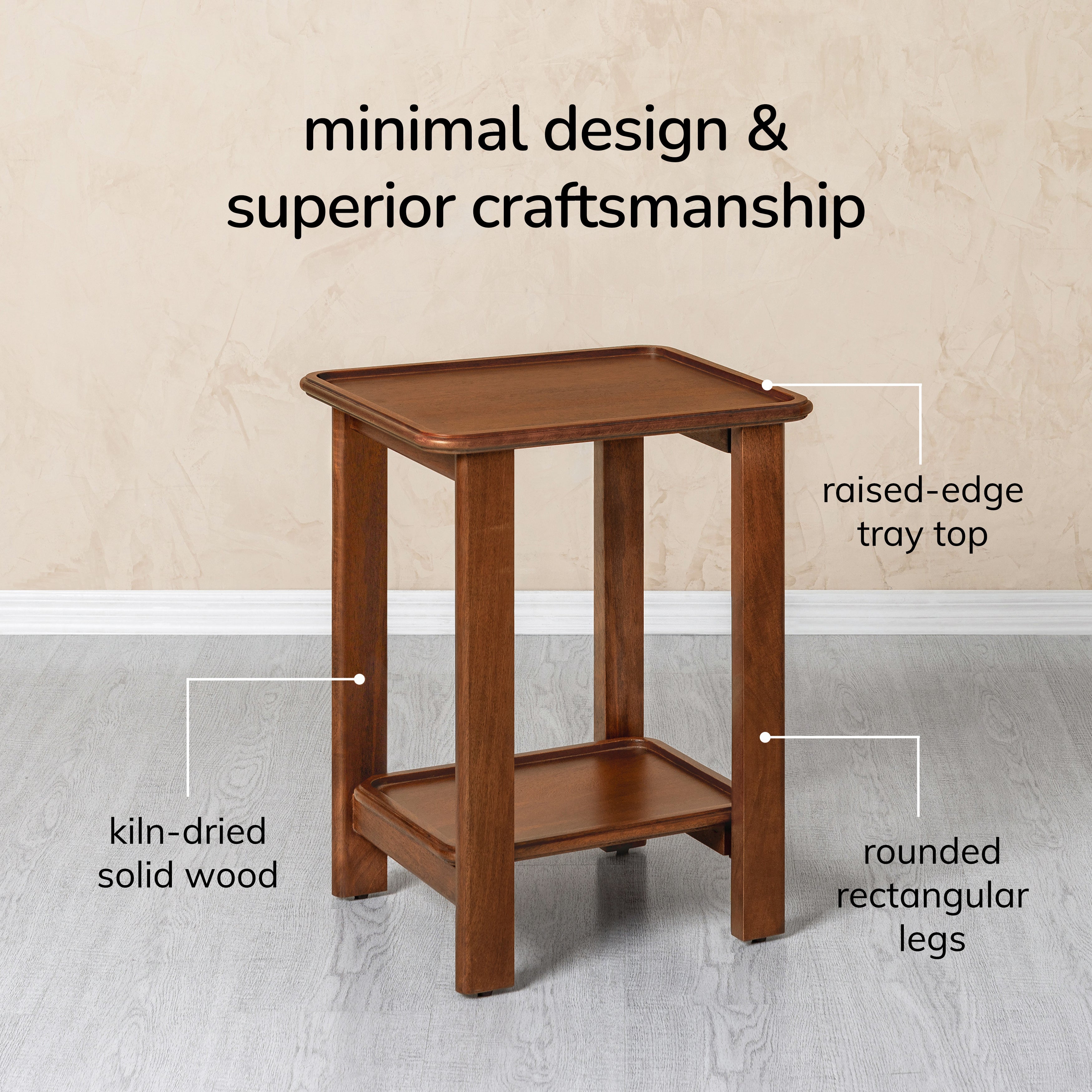 Santorini Solid Wood Side Table - Walnut