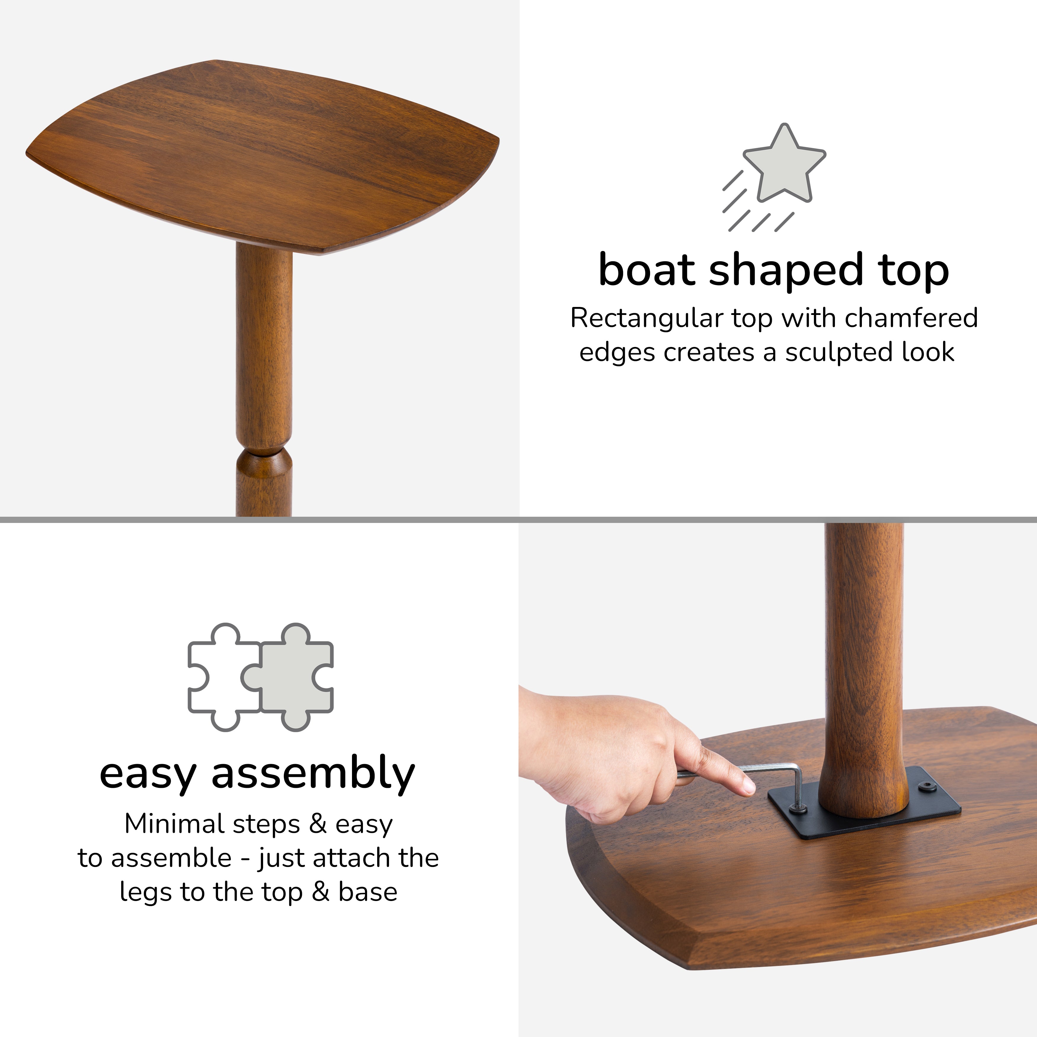 Firma Solid Wood Side Table - Walnut