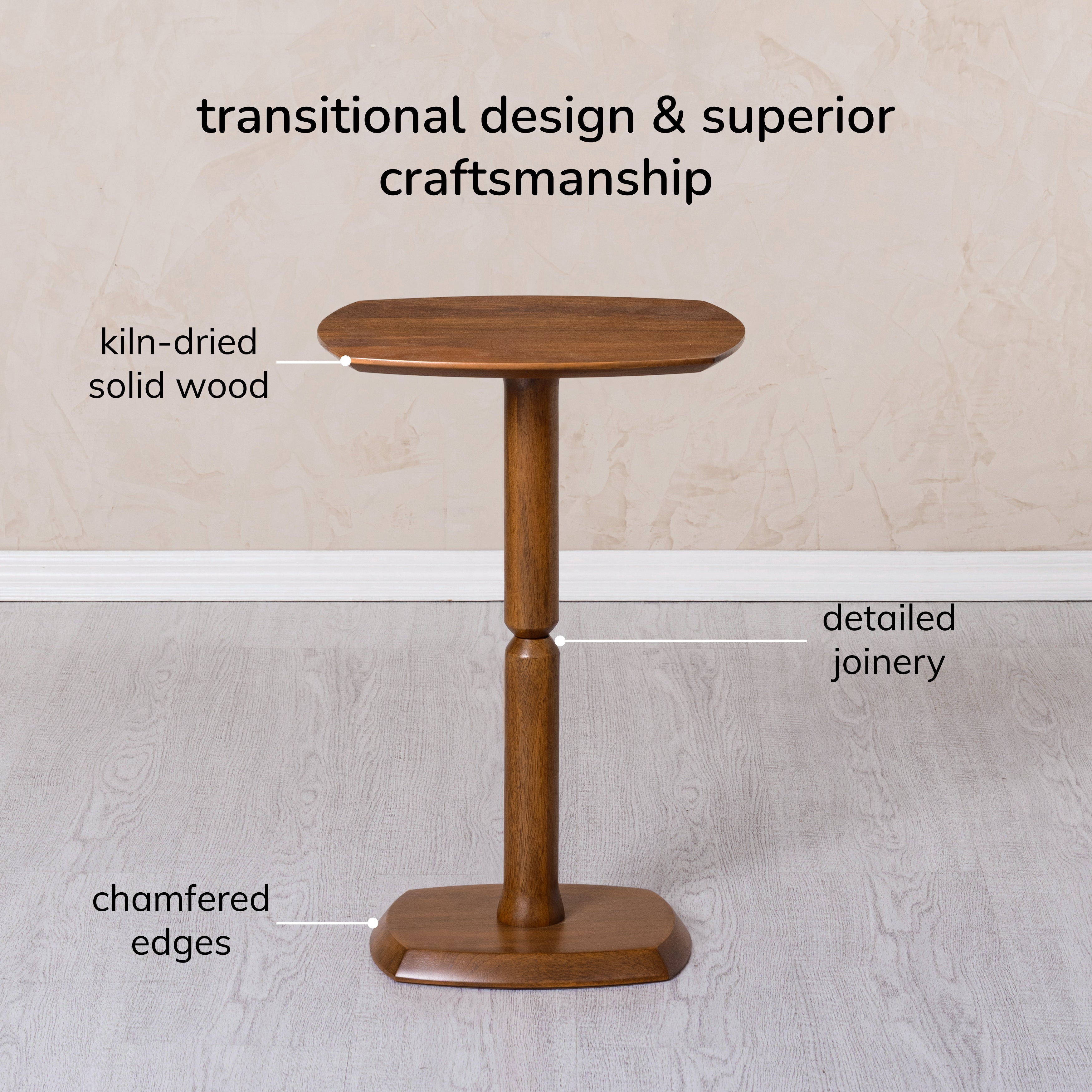 Firma Solid Wood Side Table - Walnut