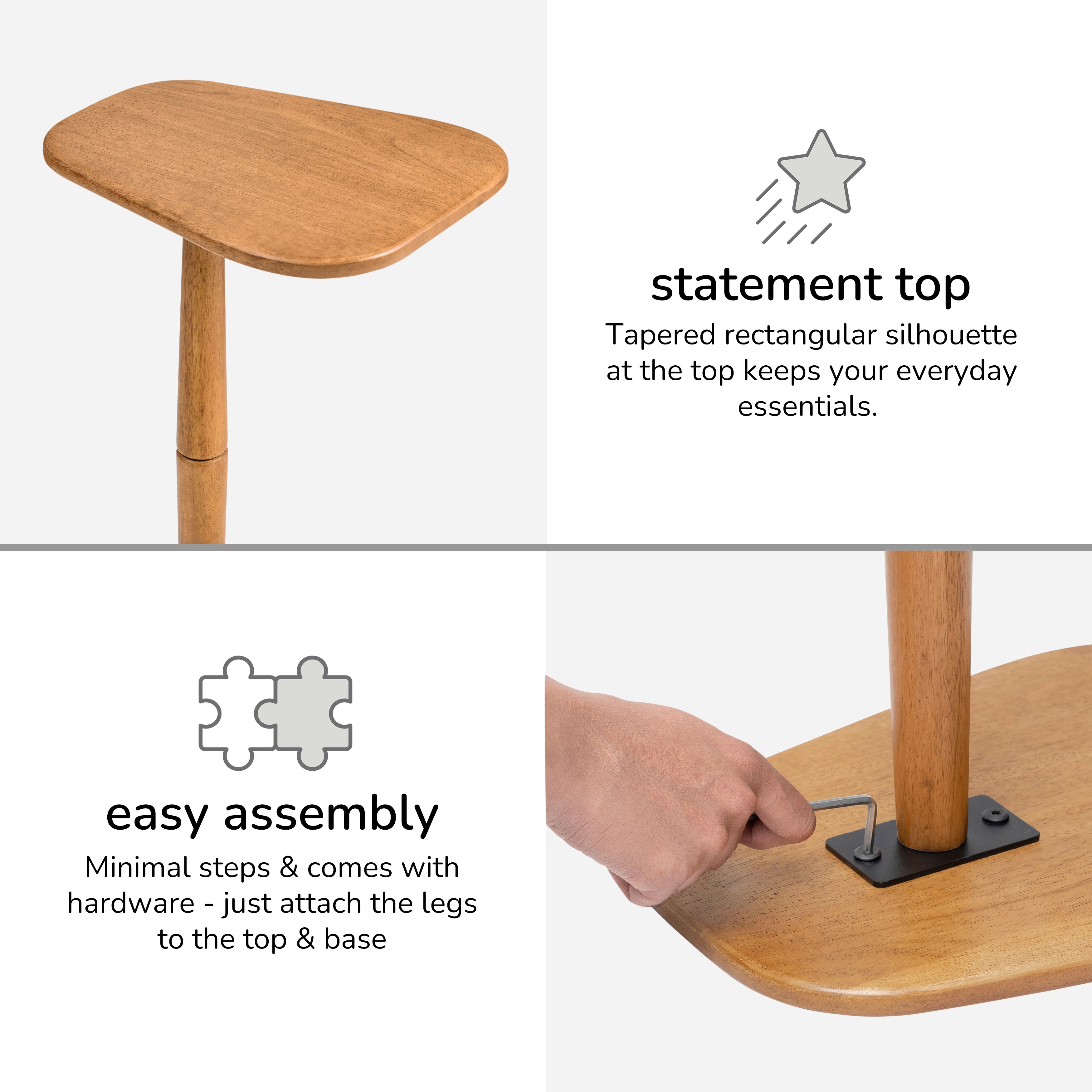 Alina Solid Wood End Table - Mid Tone Honey