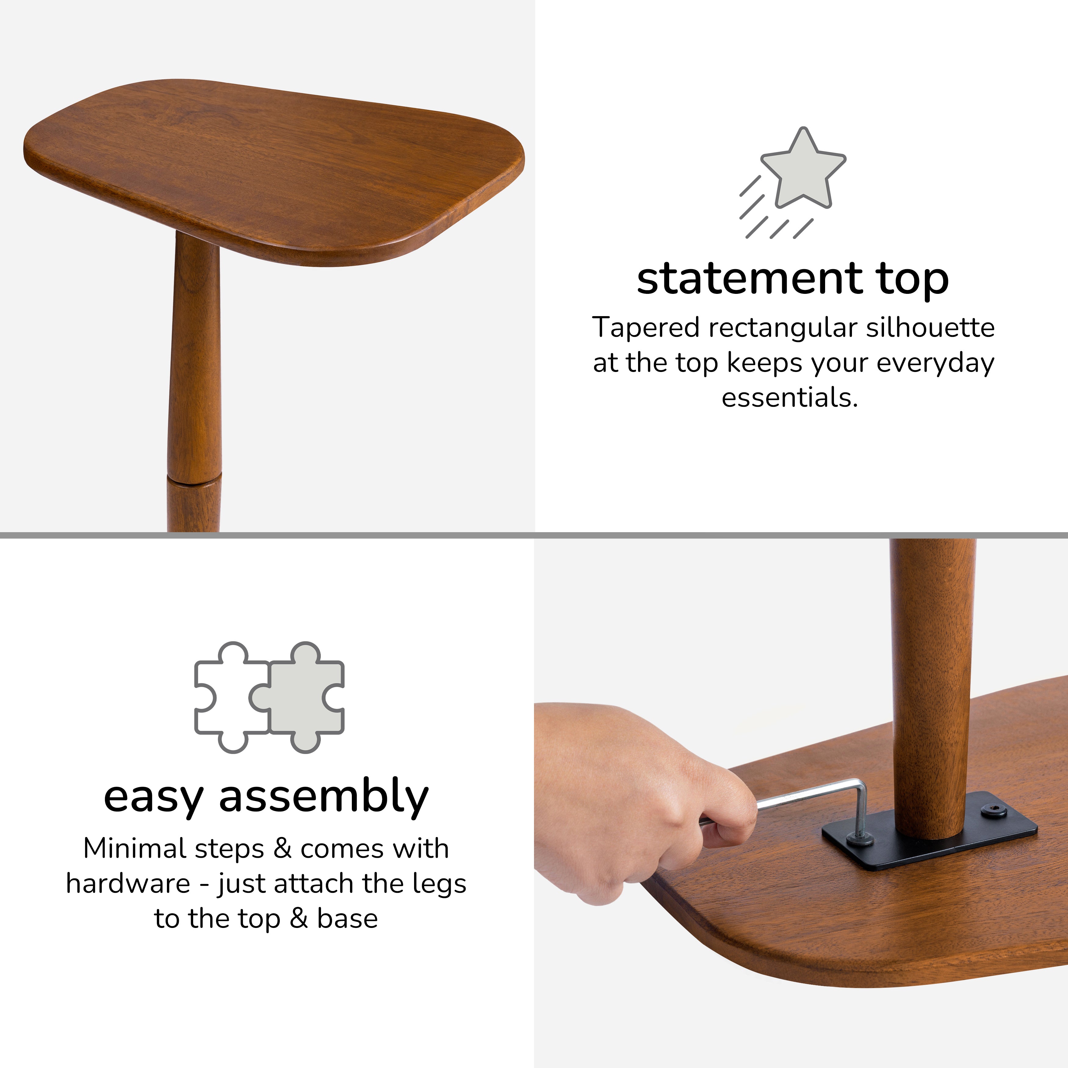 Alina Solid Wood End Table - Walnut