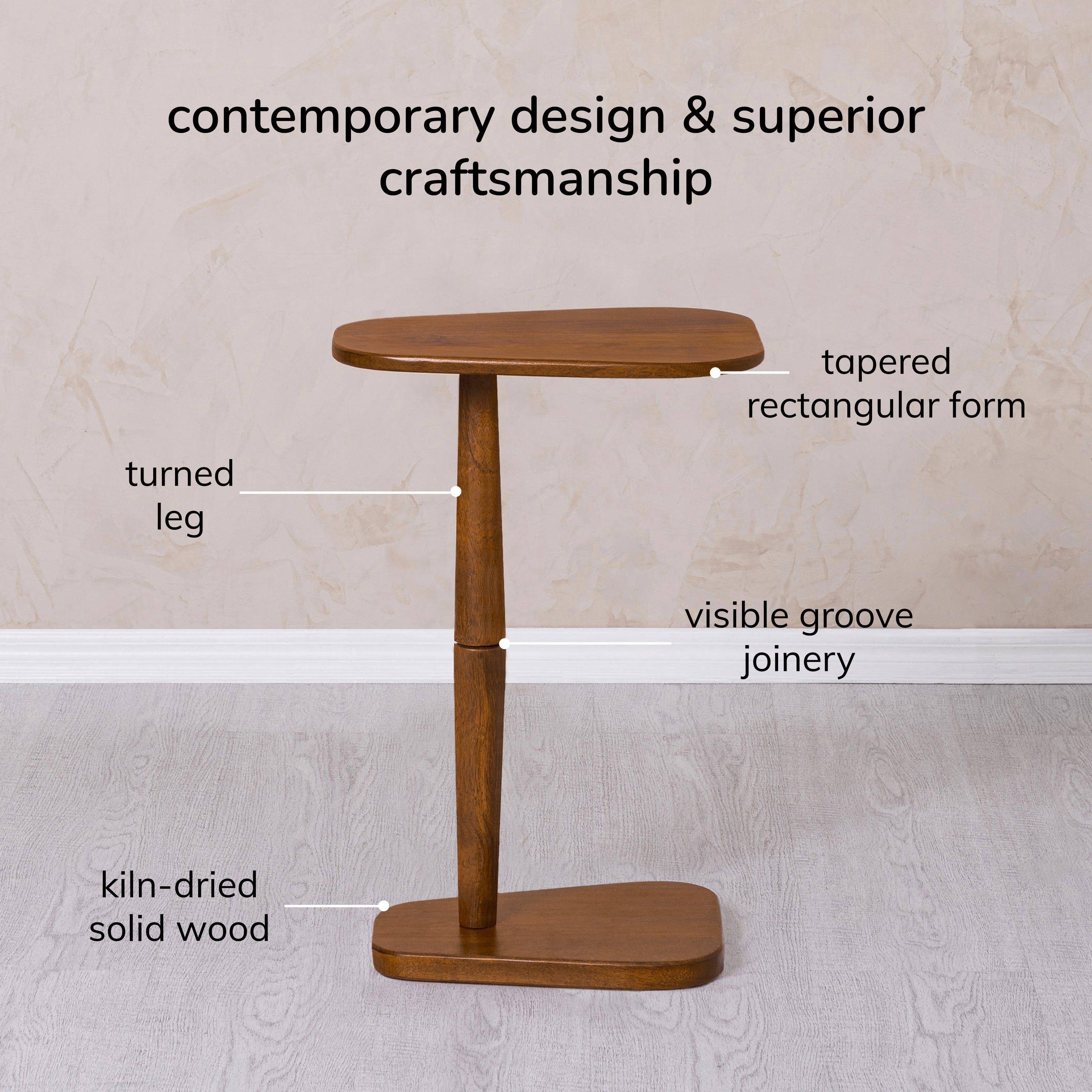 Alina Solid Wood End Table - Walnut