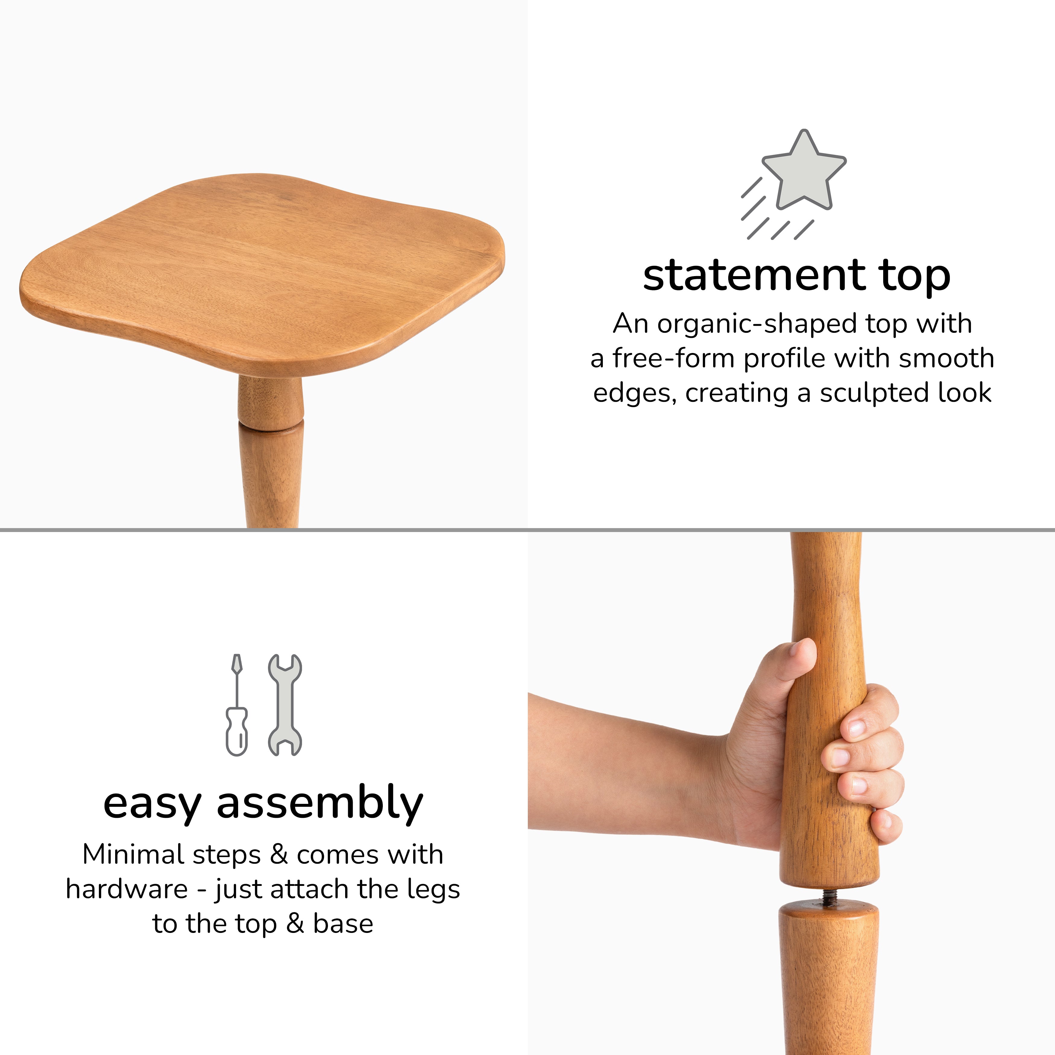 Jasmine Solid Wood Side Table - Mid Tone Honey
