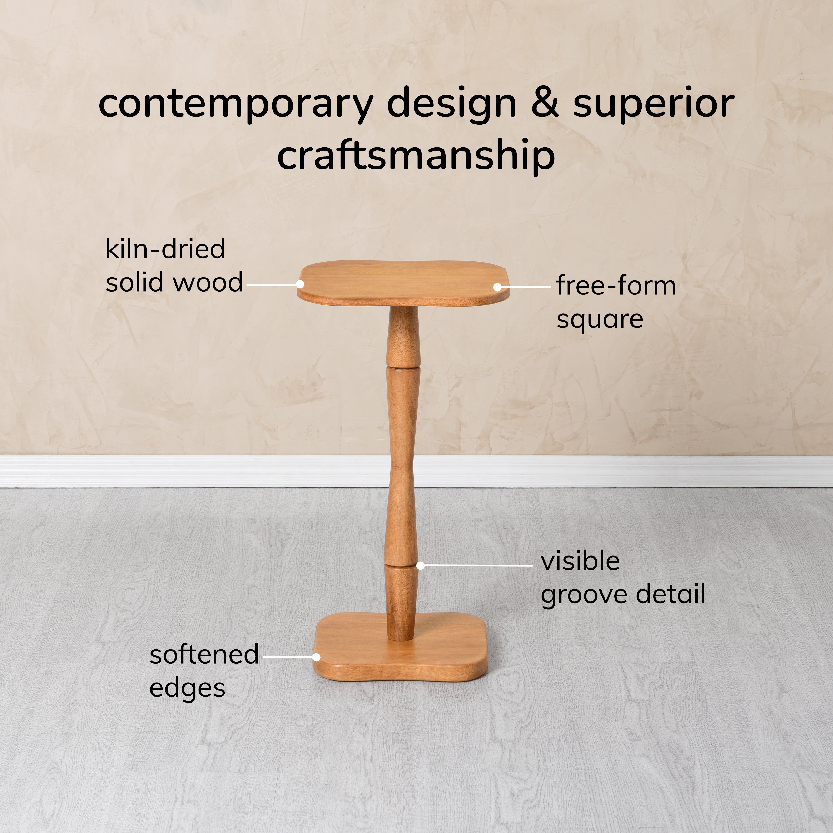 Jasmine Solid Wood Side Table - Mid Tone Honey