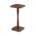 Wooden side table with a square top and base on a white background