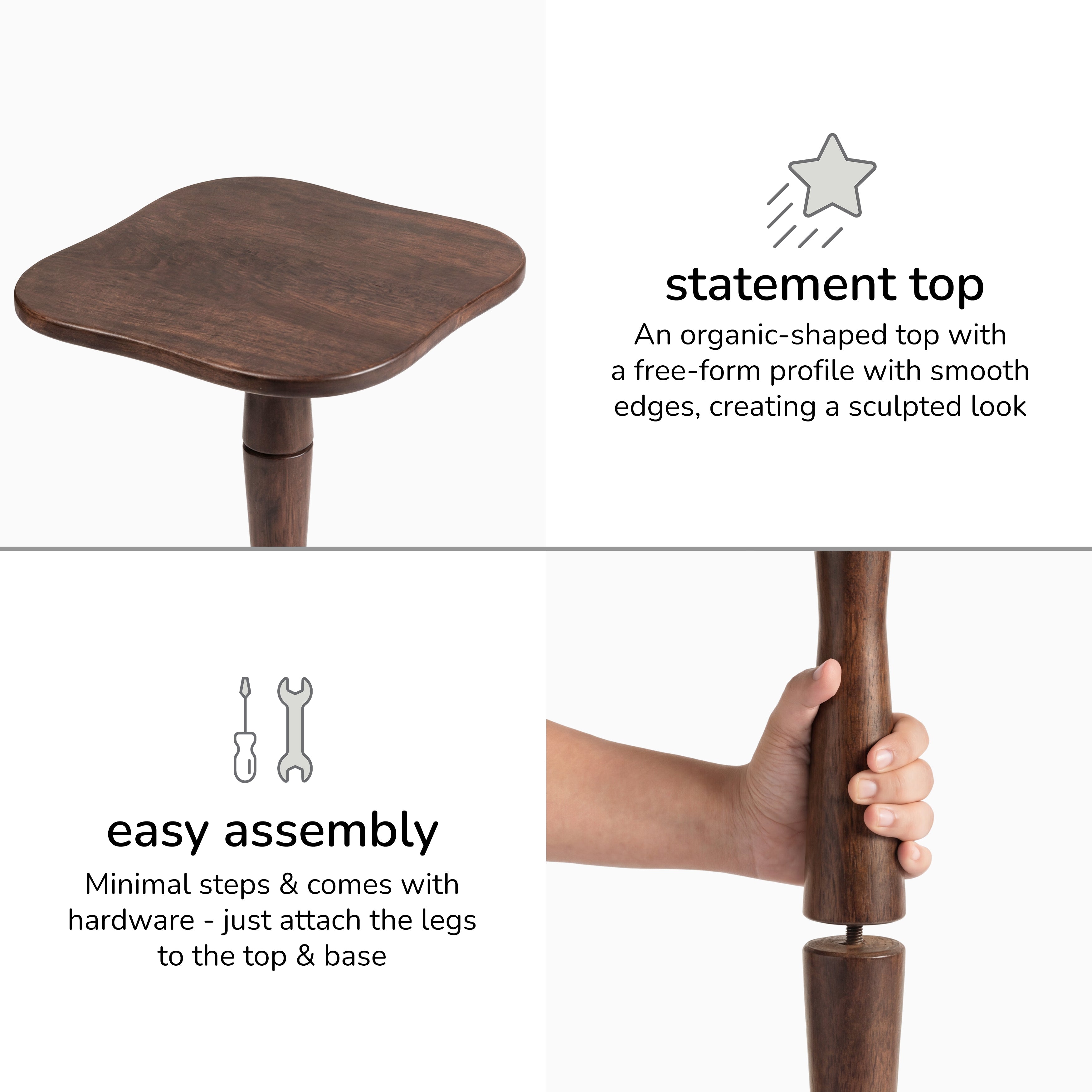 Jasmine Solid Wood Side Table - Espresso