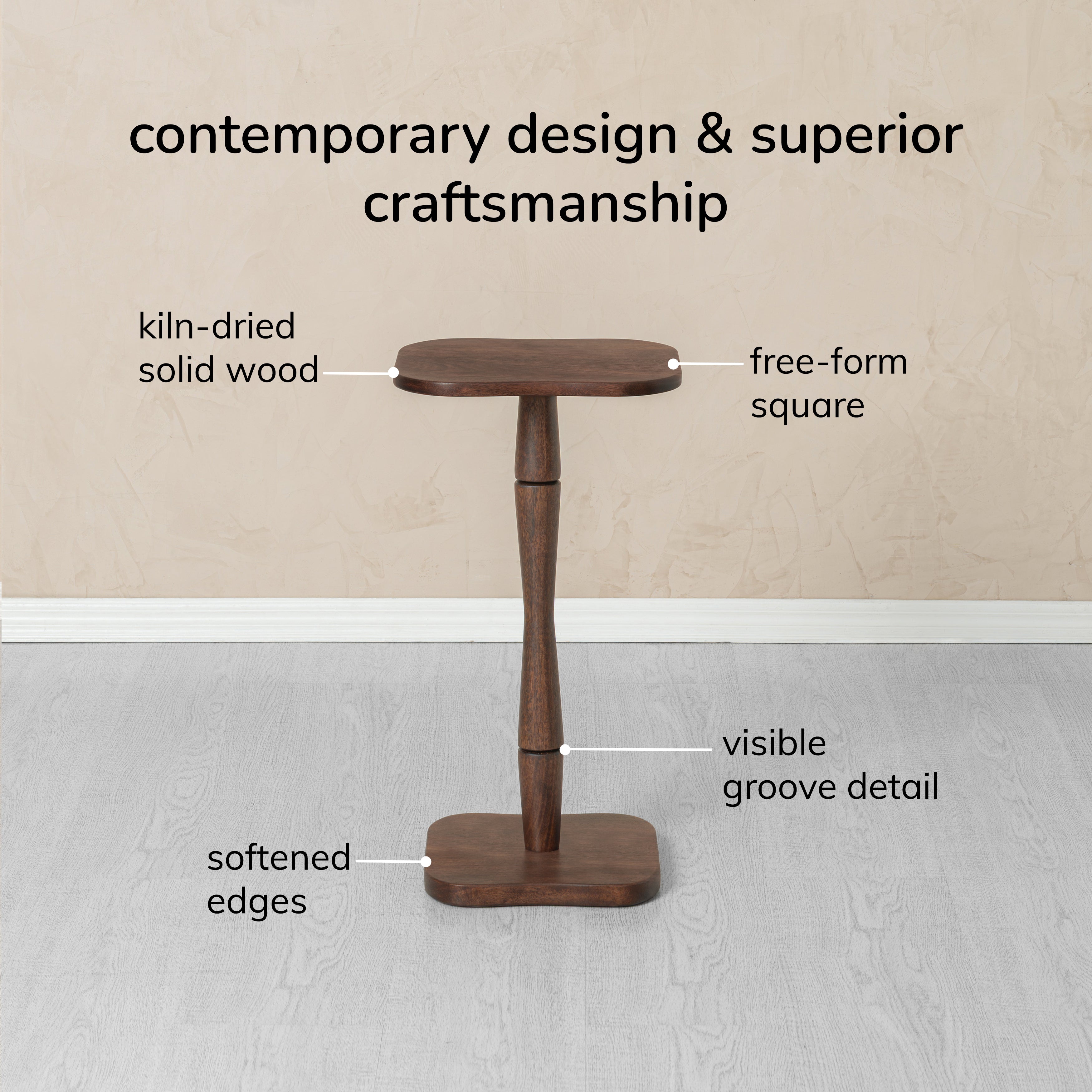 Jasmine Solid Wood Side Table - Espresso
