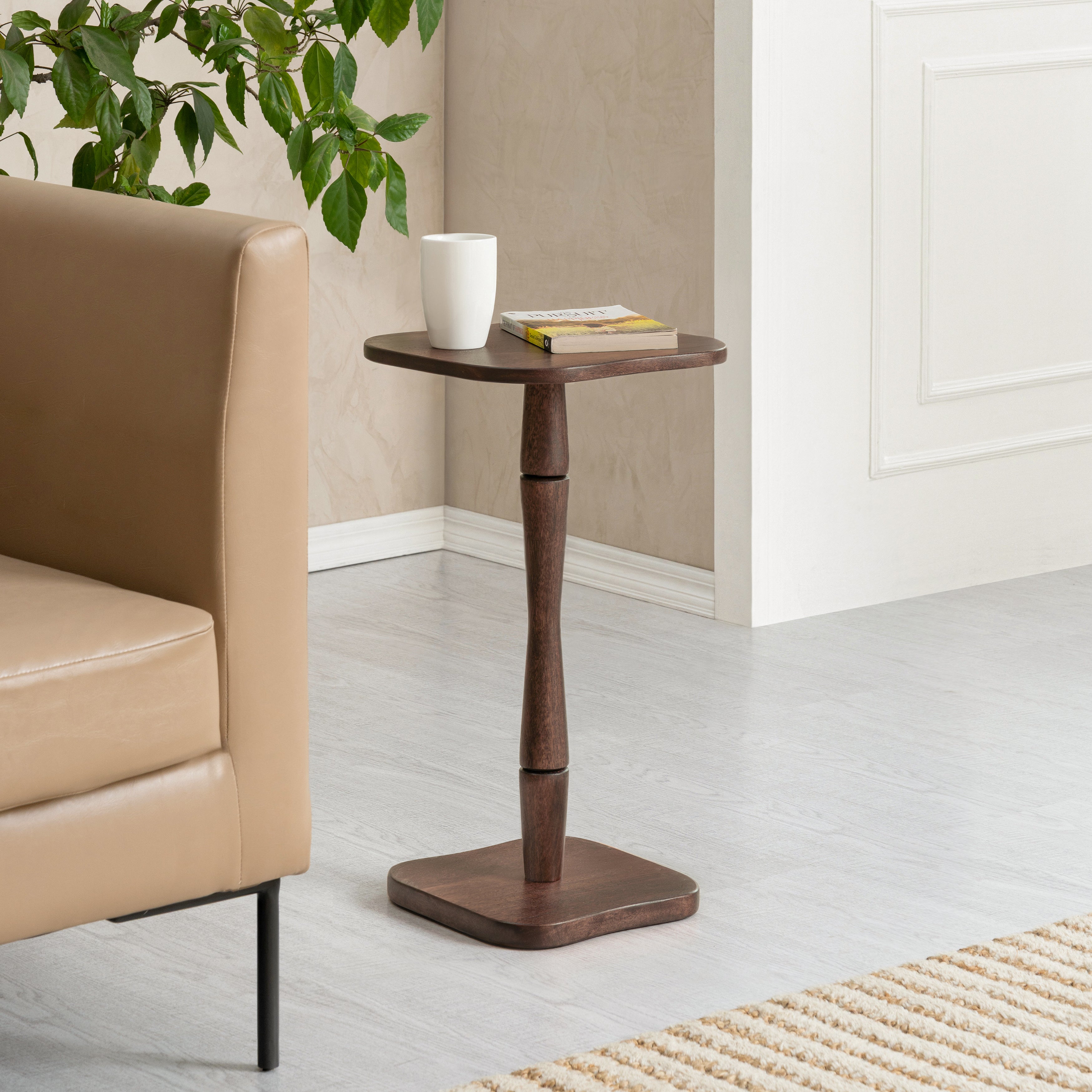 Jasmine Solid Wood Side Table - Espresso