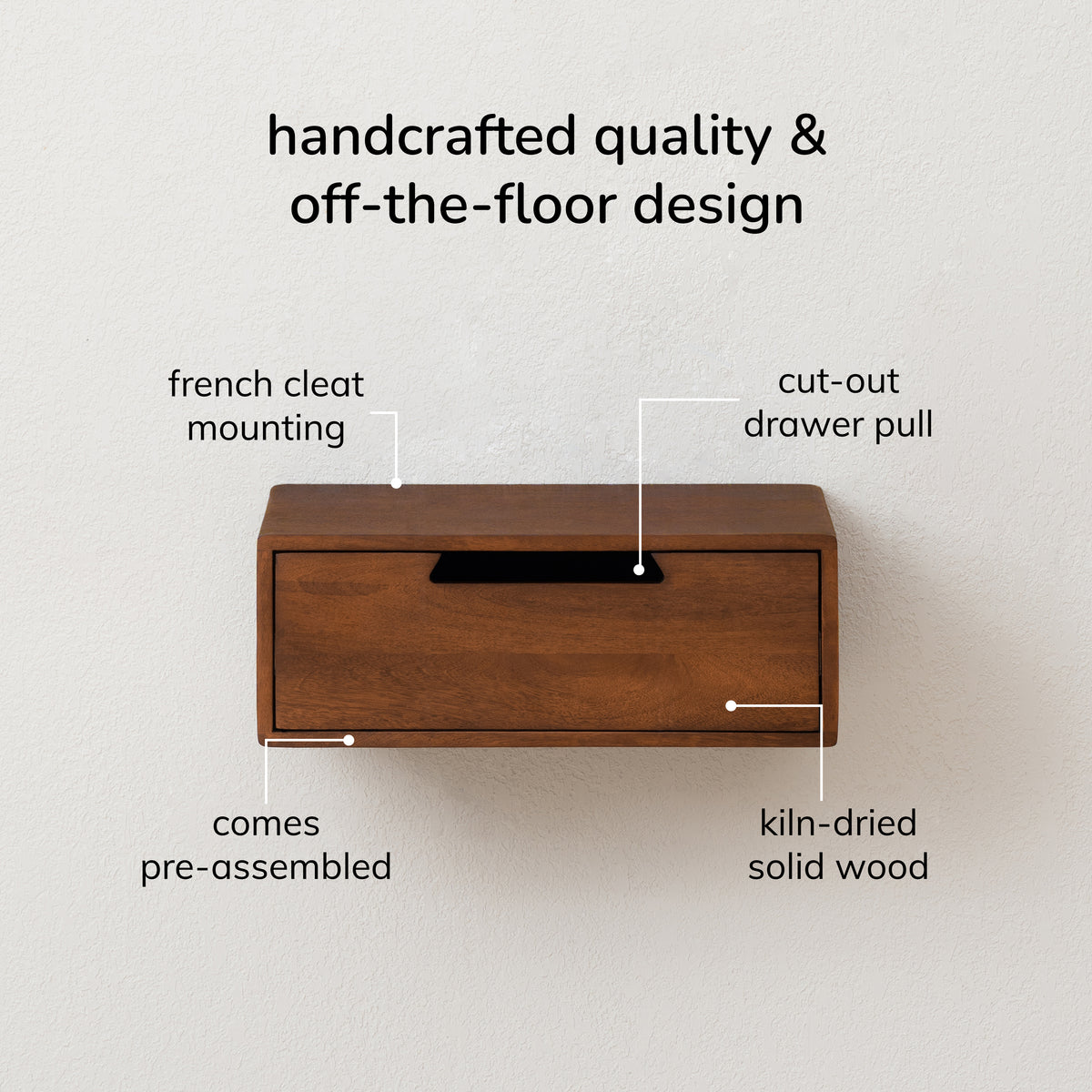 Evo Solid Wood Nightstand - Walnut