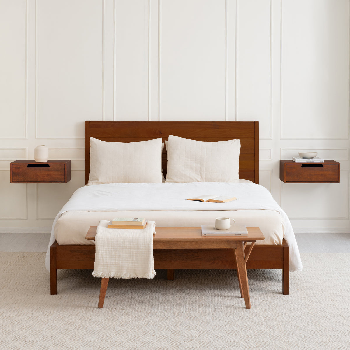 Evo Solid Wood Nightstand - Walnut