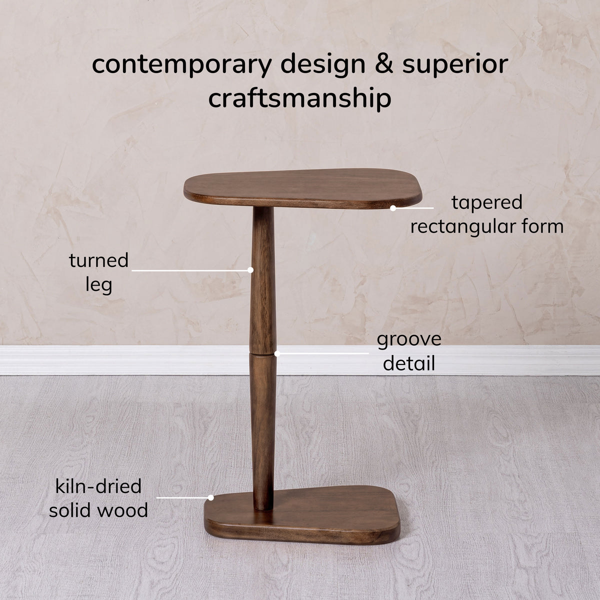 Alina Solid Wood Side Table - Hazel Brown