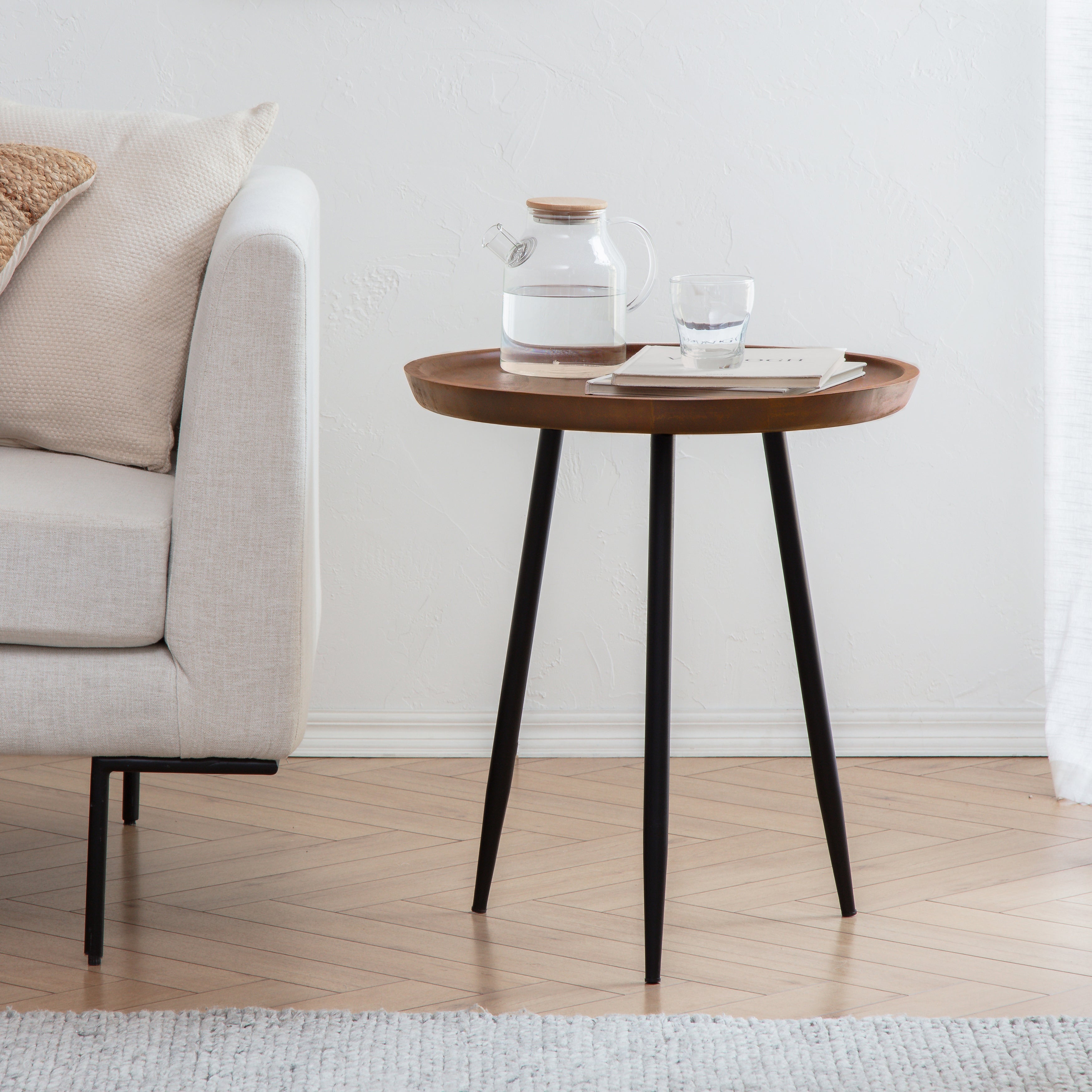 Chervey Tri Pin Side Table Large - Walnut