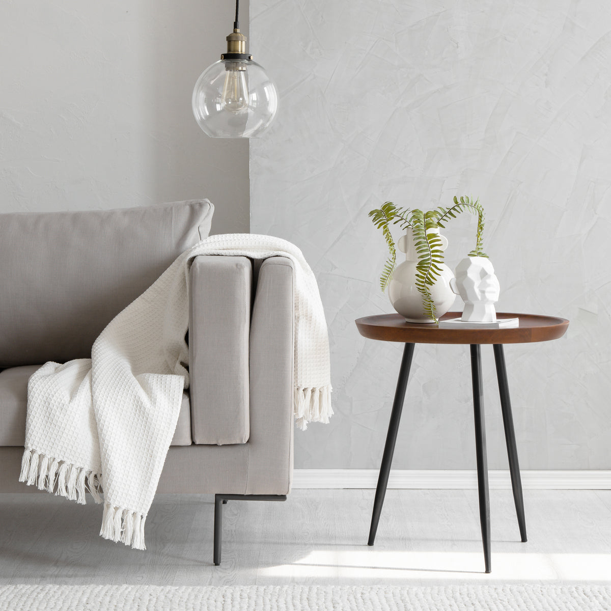 Chervey Tri Pin Side Table Large - Walnut