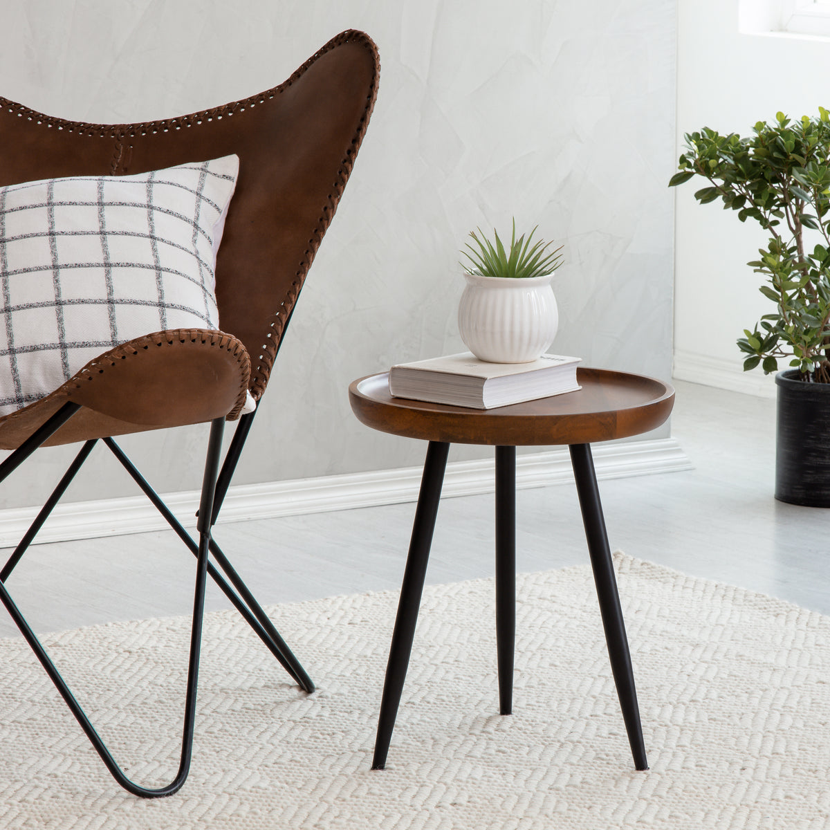 Chervey Tri Pin Side Table Small - Walnut