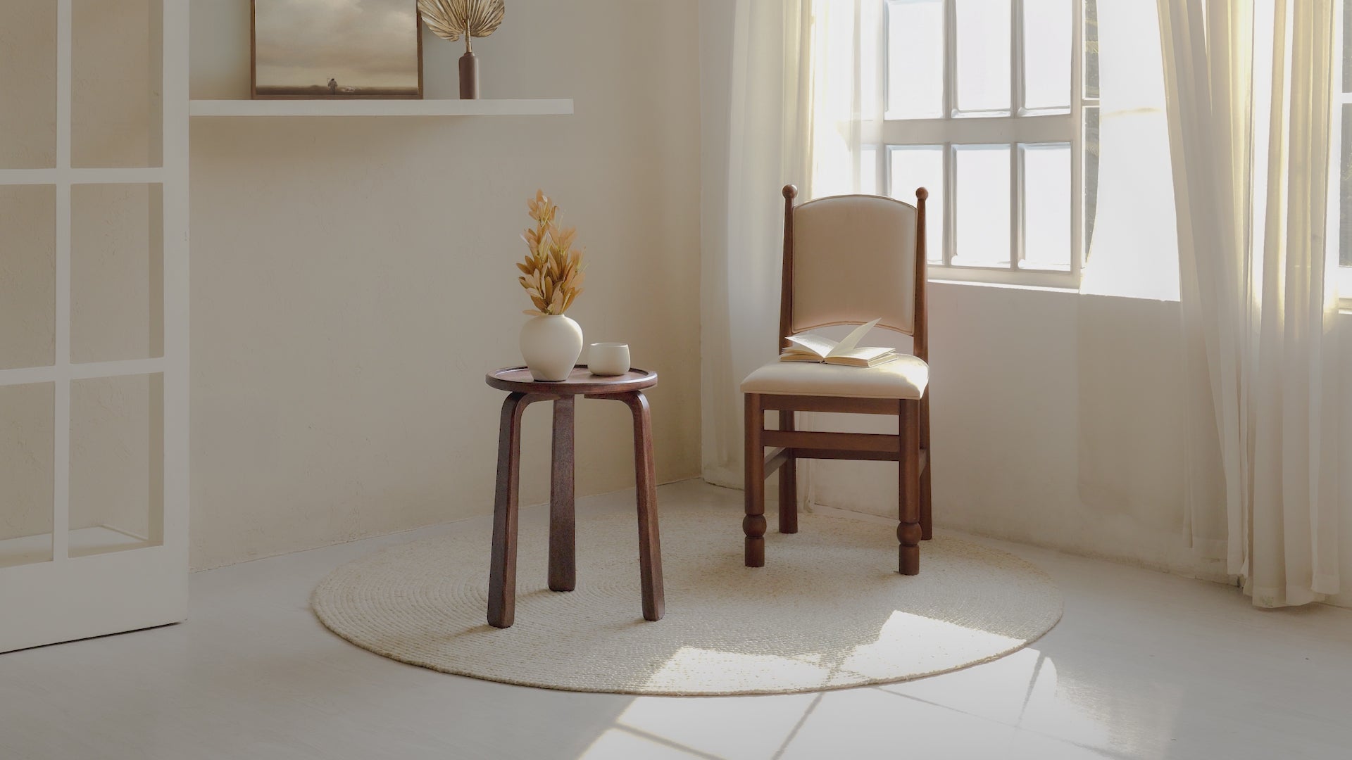 Solid wood side table lifestyle video