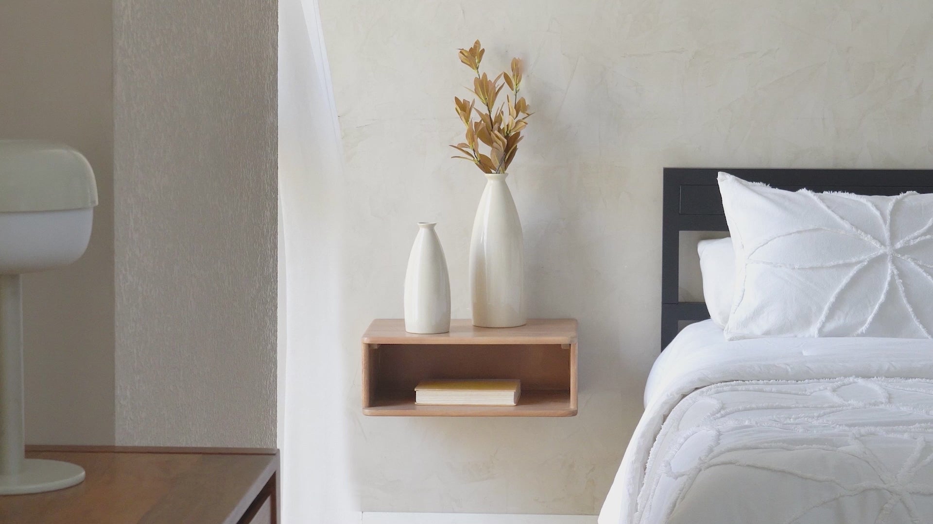 lifestyle video of bedside table nightstand